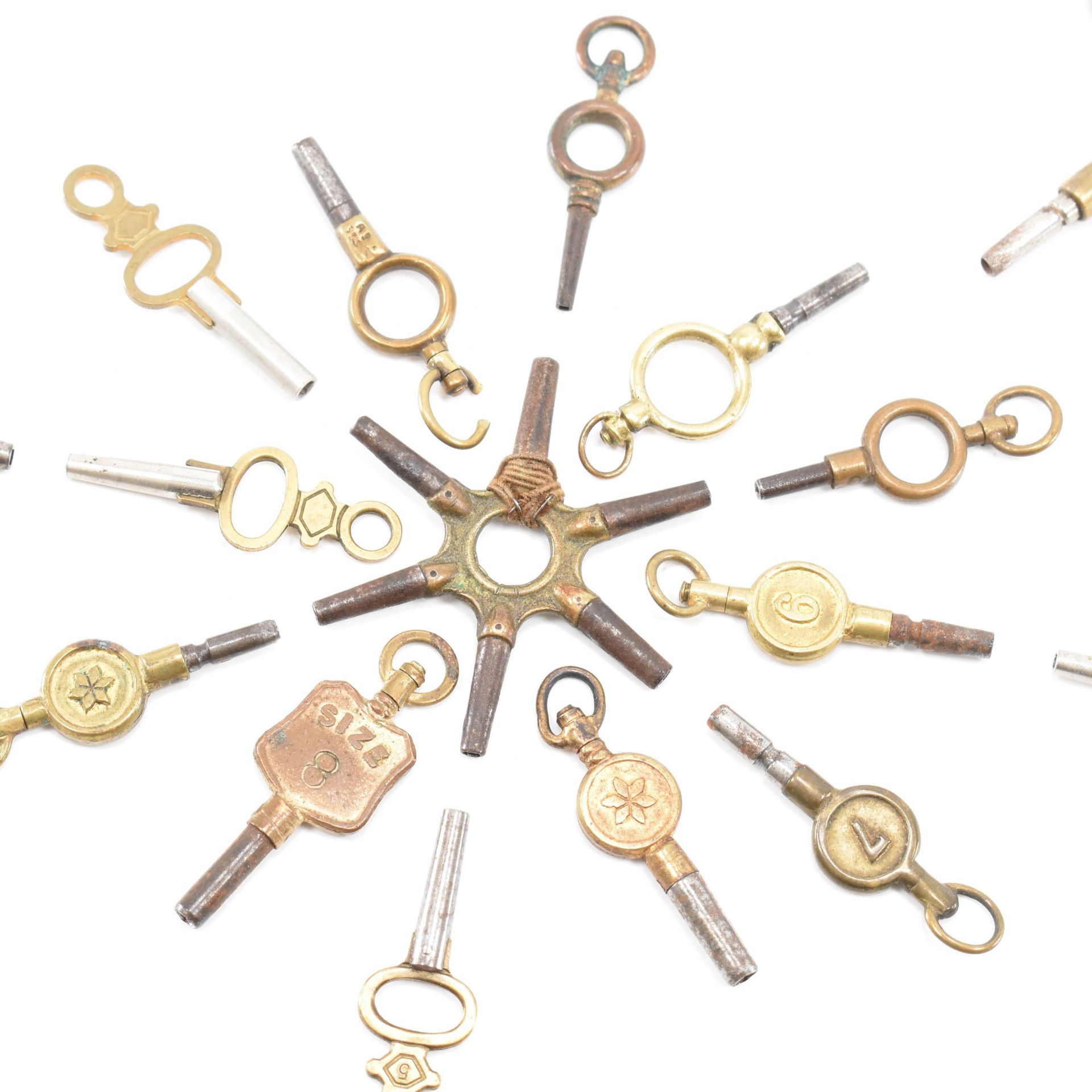 GROUP OF TWENTY ANTIQUE POCKET WATCH KEYS - Image 2 of 2