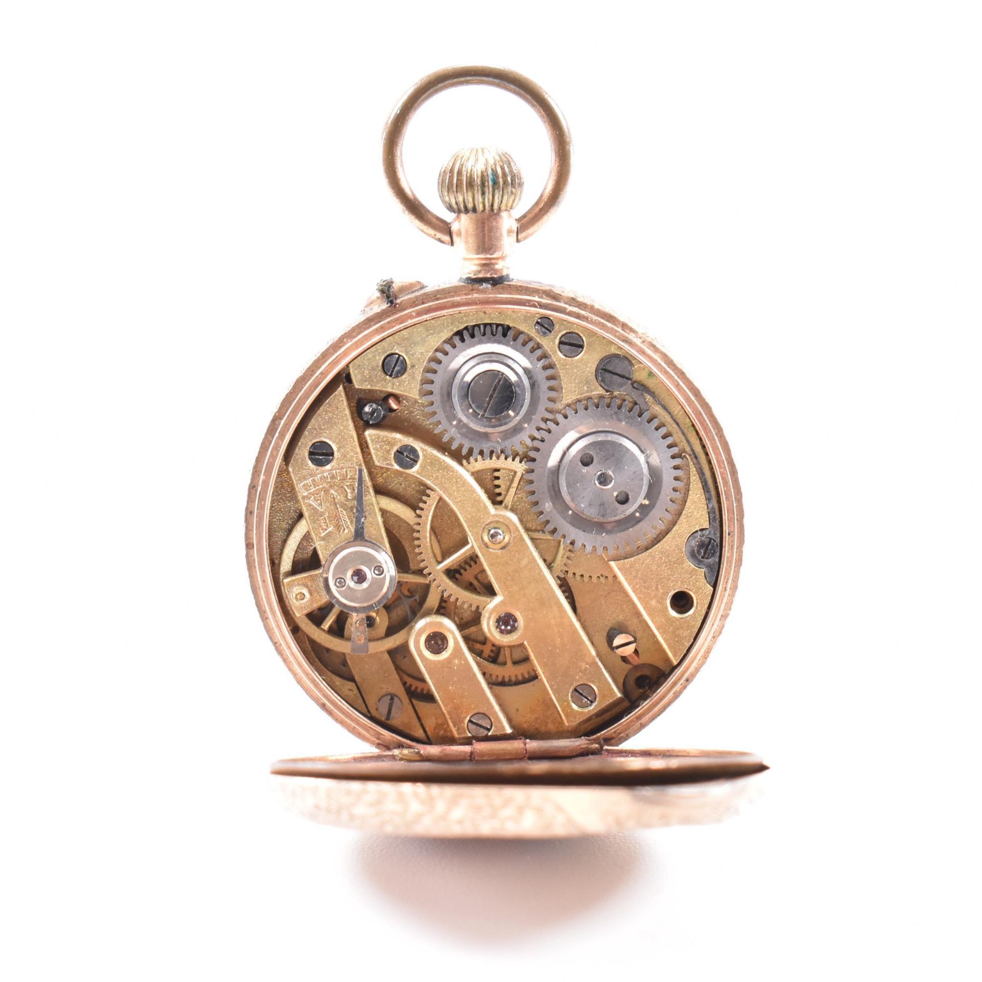 9CT GOLD OPEN FACE FOB POCKET WATCH - Bild 4 aus 7