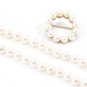 CULTURED PEARL BROOCH PIN & NECKLACE