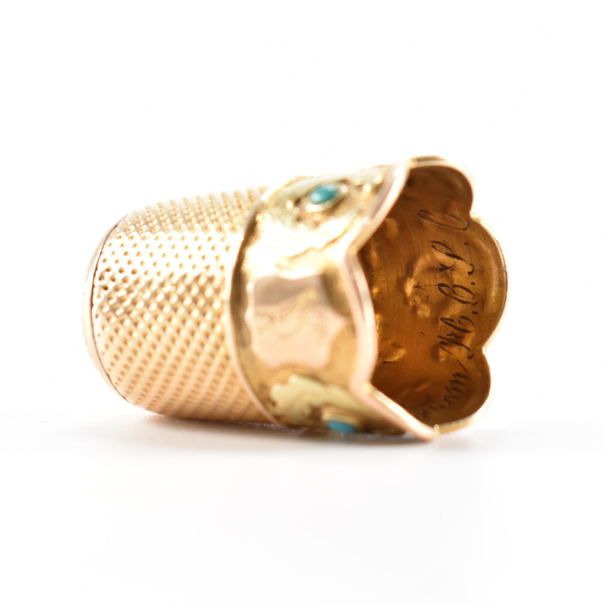 ANTIQUE GOLD & TURQUOISE THIMBLE - Image 7 of 7