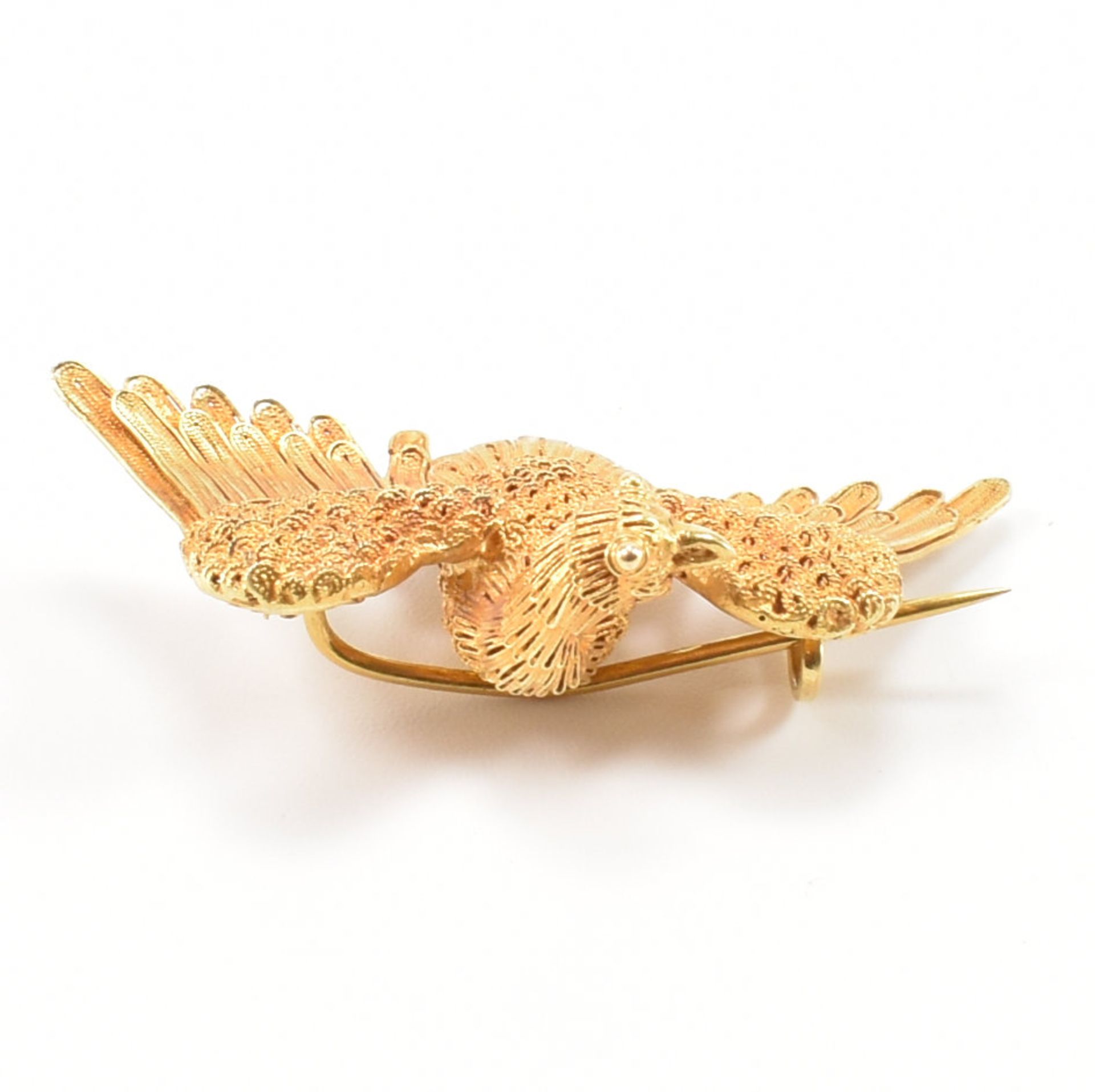 VICTORIAN CHINESE 18CT GOLD FILIGREE BIRD BROOCH - Image 3 of 9