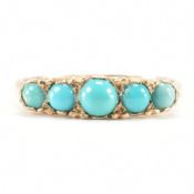 HALLMARKED 9CT GOLD TURQUOISE FIVE STONE RING
