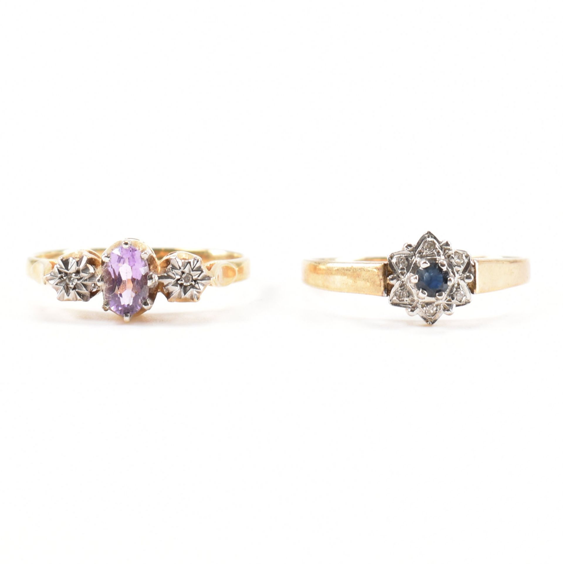 TWO HALLMARKED 9CT GOLD GEM SET RINGS