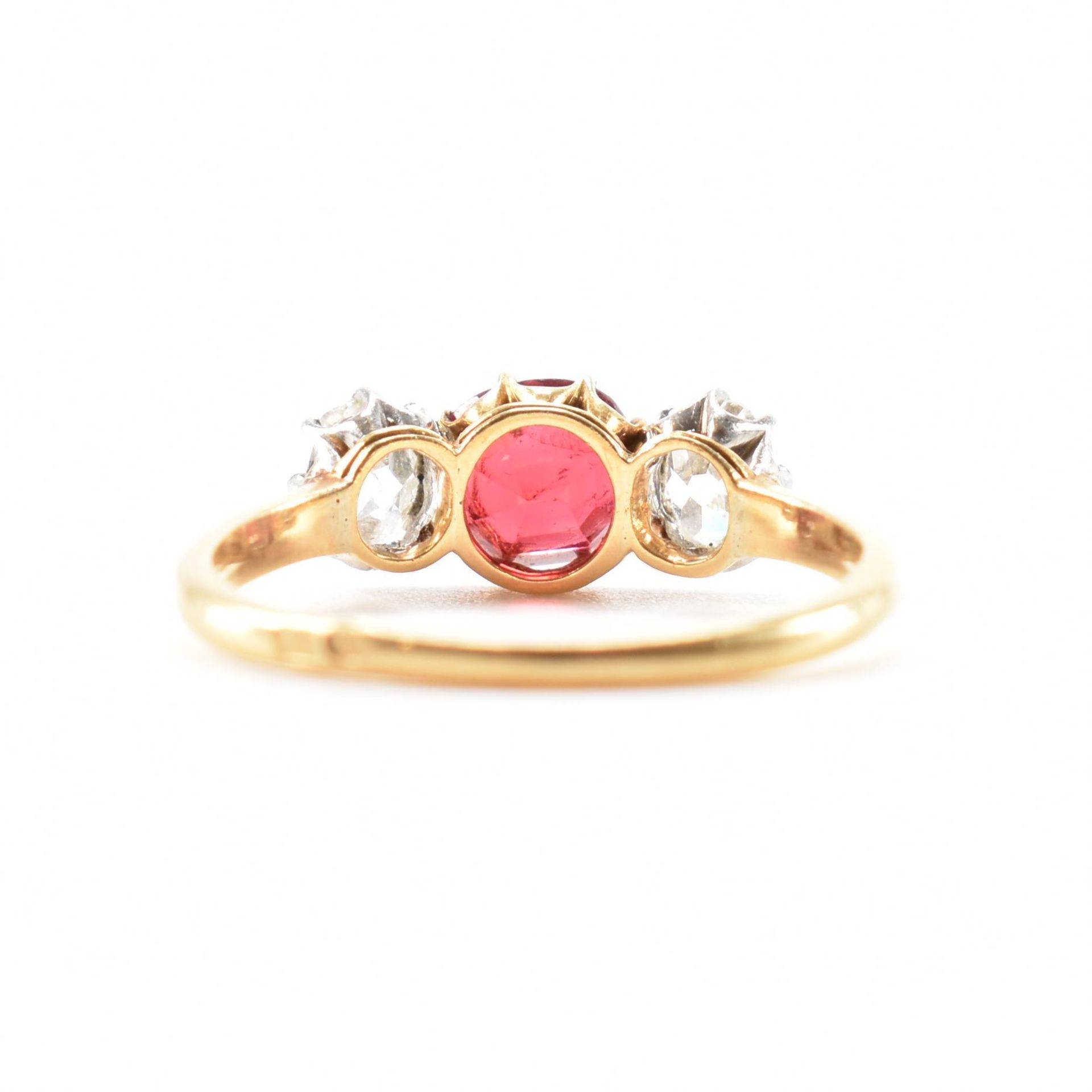 FRENCH HALLMARKED 18CT GOLD DIAMOND & RUBY THREE STONE RING - Image 4 of 7