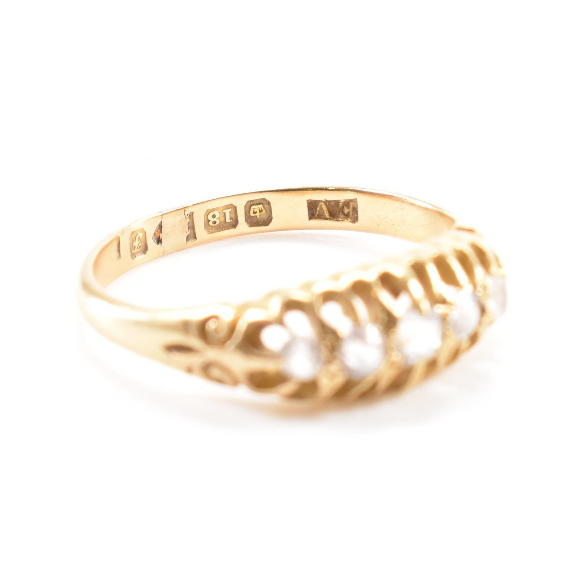 HALLMARKED 18CT GOLD FIVE STONE RING - Image 8 of 9