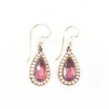 PAIR OF ANTIQUE GOLD FOIL BACK CRYSTAL DROP EARRINGS