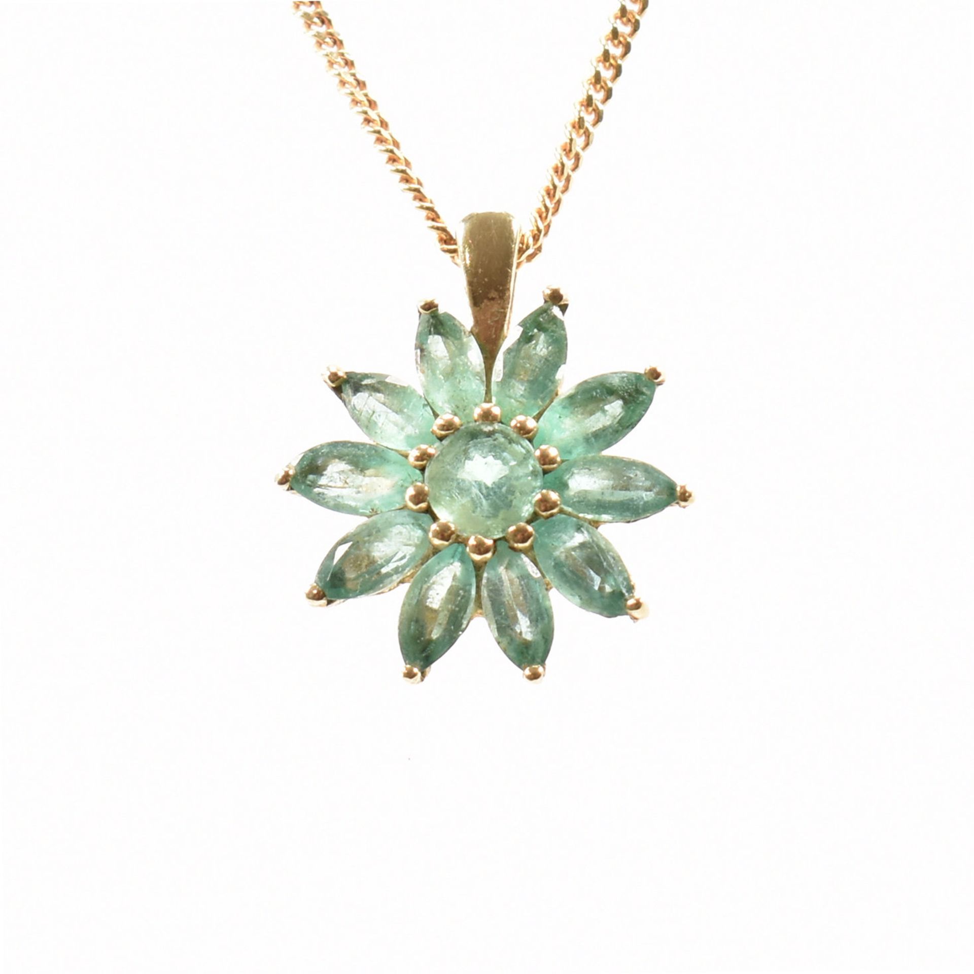 HALLMARKED 9CT GOLD & EMERALD PENDANT NECKLACE