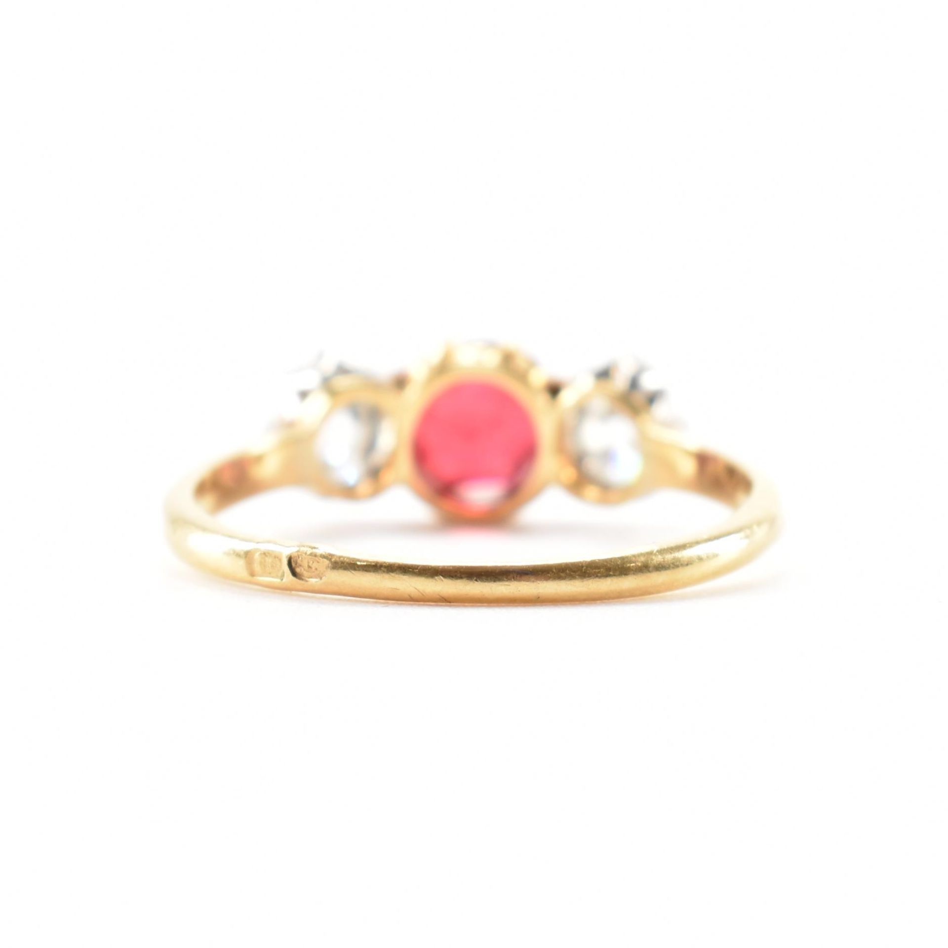 FRENCH HALLMARKED 18CT GOLD DIAMOND & RUBY THREE STONE RING - Image 3 of 7