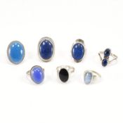 COLLECTION OF 925 SILVER GEM SET RINGS