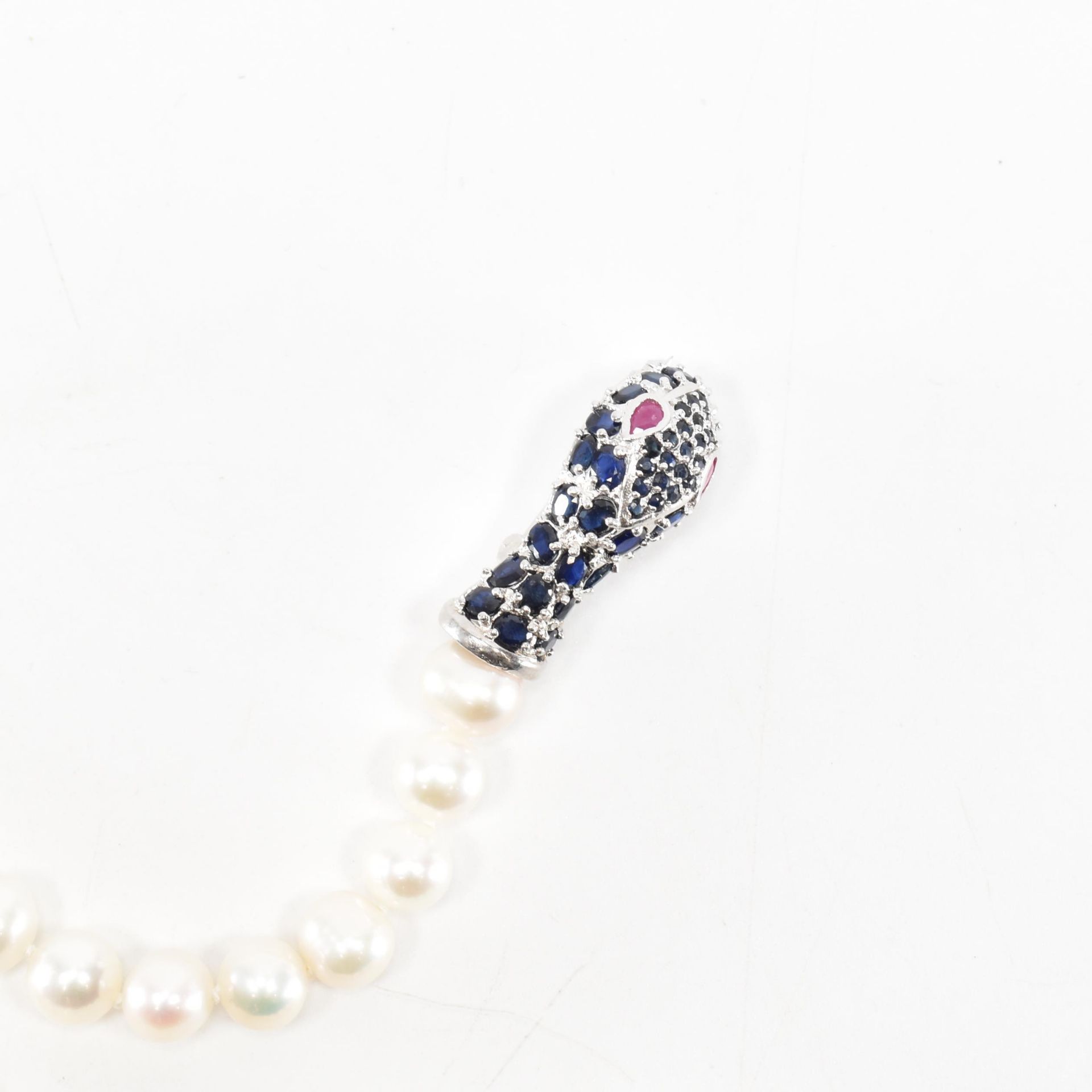 FRESHWATER PEARL SAPPHIRE & RUBY SNAKE NECKLACE - Image 2 of 3