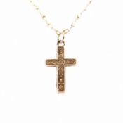 ANTIQUE HALLMARKED 9CT GOLD CROSS PENDANT & NECKLACE CHAIN