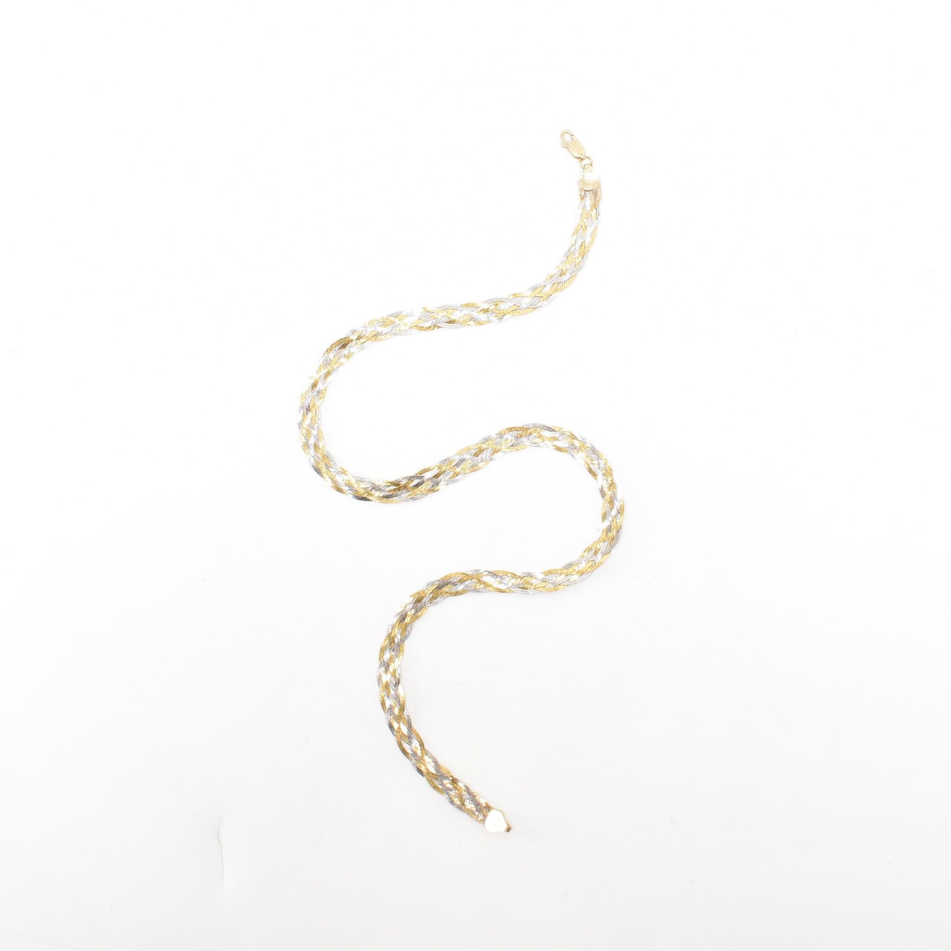 HALLMARKED 9CT GOLD TWIN TONE LATTICE NECKLACE - Image 2 of 5