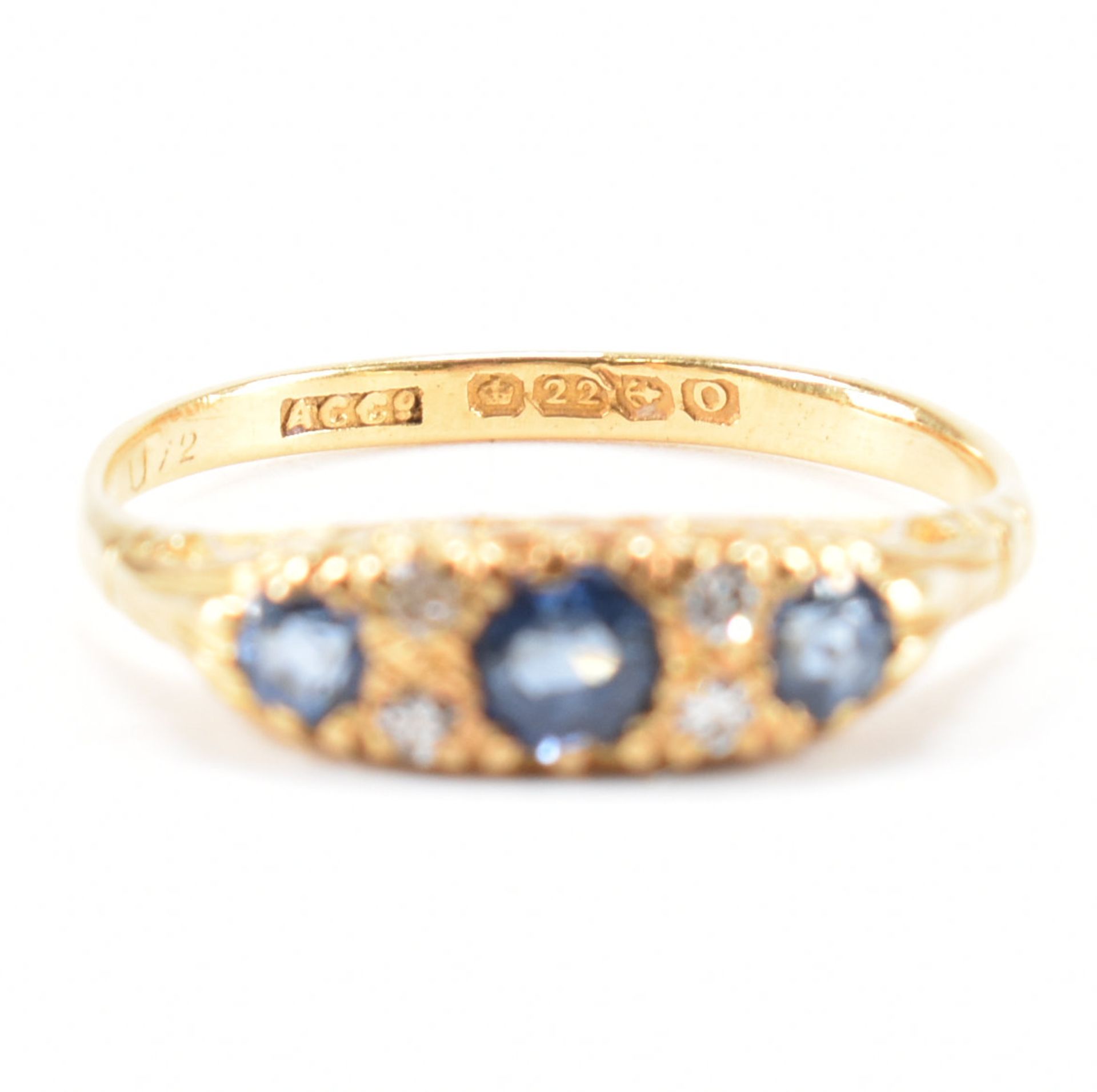 VICTORIAN 18CT GOLD SAPPHIRE & DIAMOND RING - Image 6 of 9