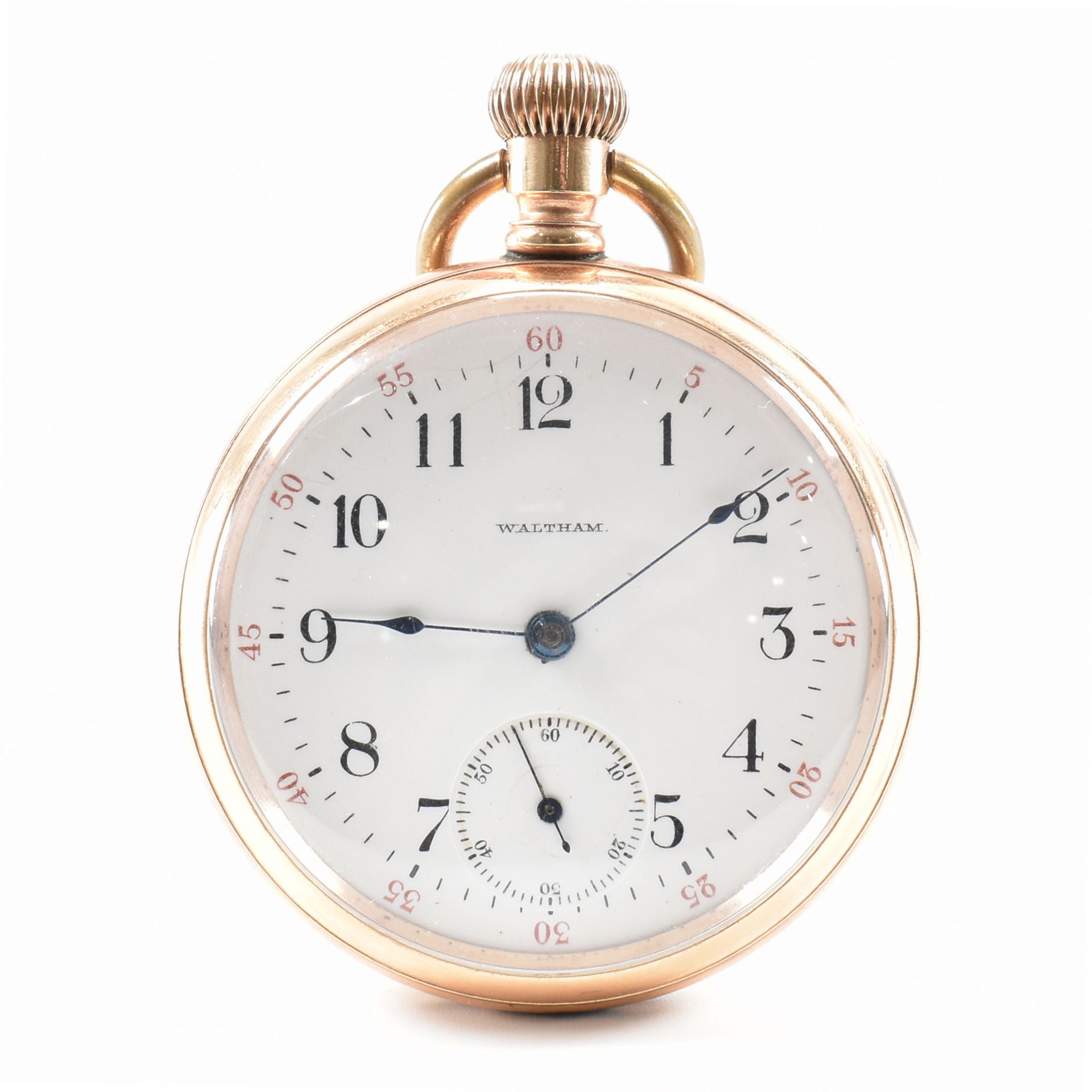 WALTHAM GOLD PLATED OPEN FACE POCKET WATCH