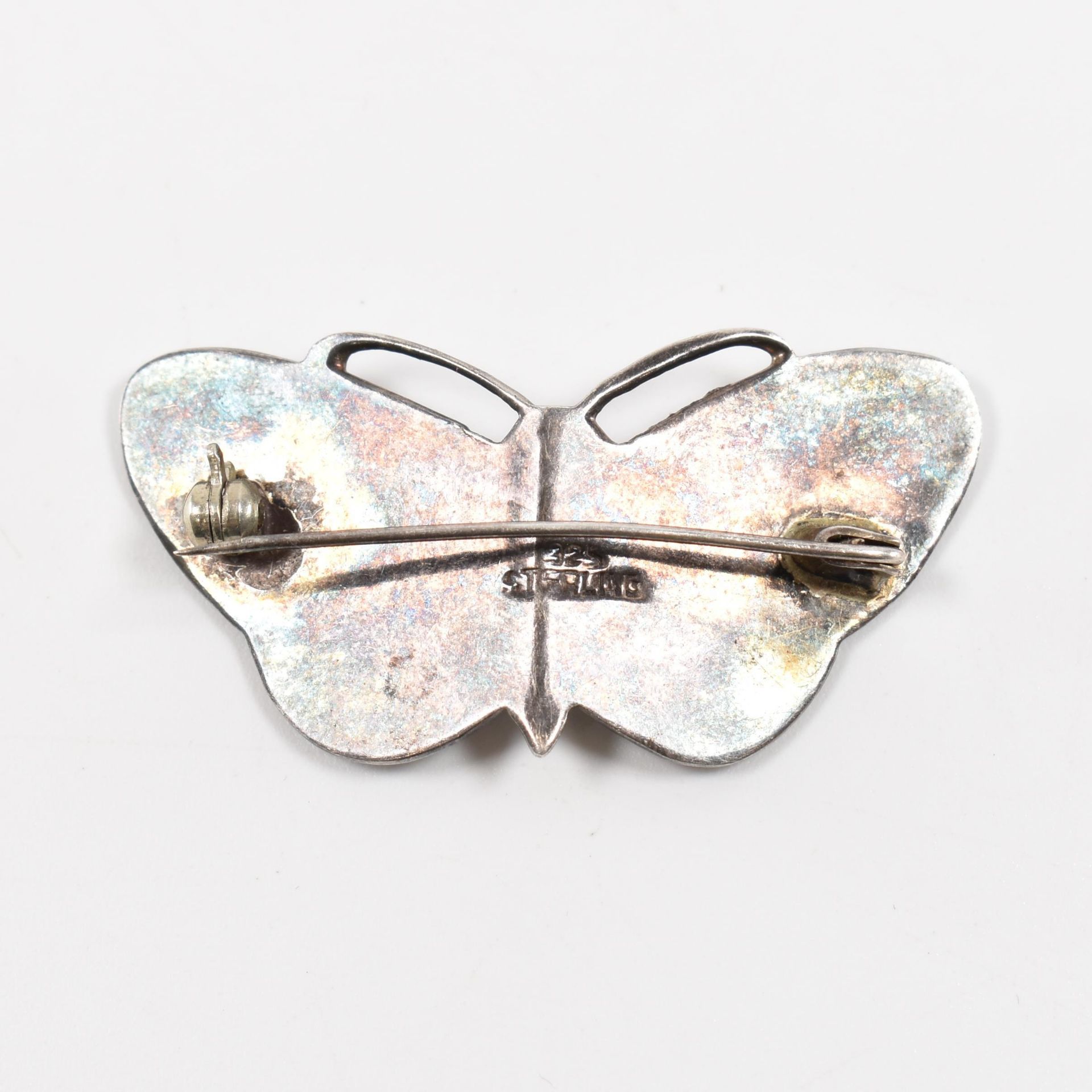 VINTAGE 925 STERLING SILVER ENAMELLED BUTTERFLY BROOCH PIN - Bild 2 aus 6