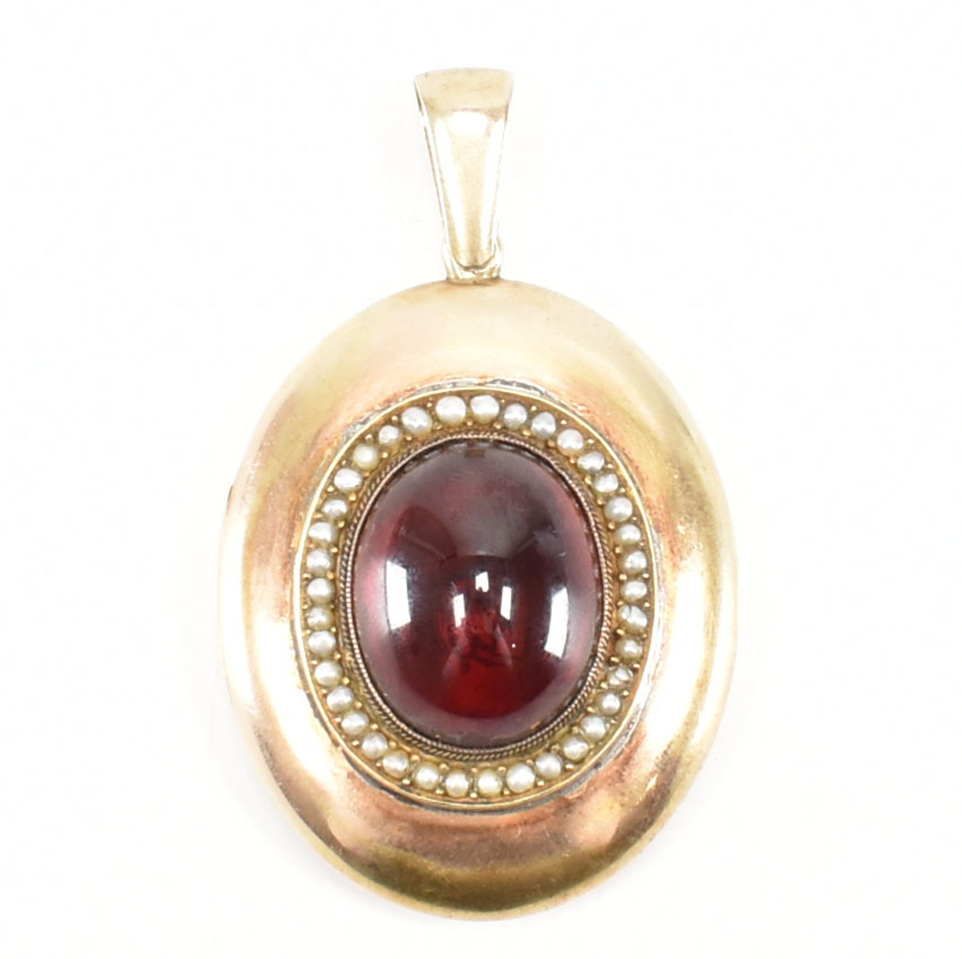 VICTORIAN 18CT GOLD & GARNET LOCKET MOURNING LOCKET