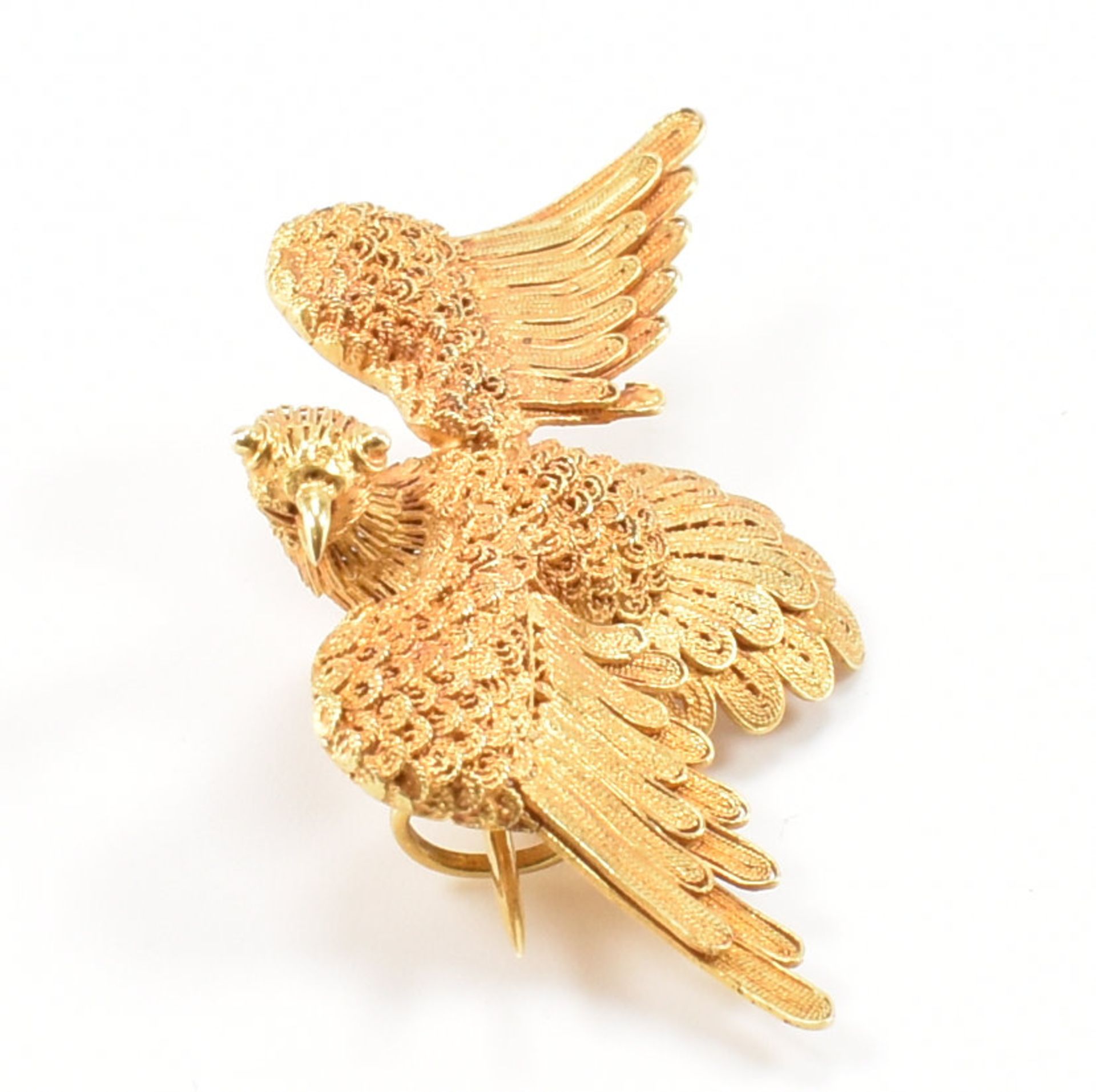 VICTORIAN CHINESE 18CT GOLD FILIGREE BIRD BROOCH - Image 2 of 9