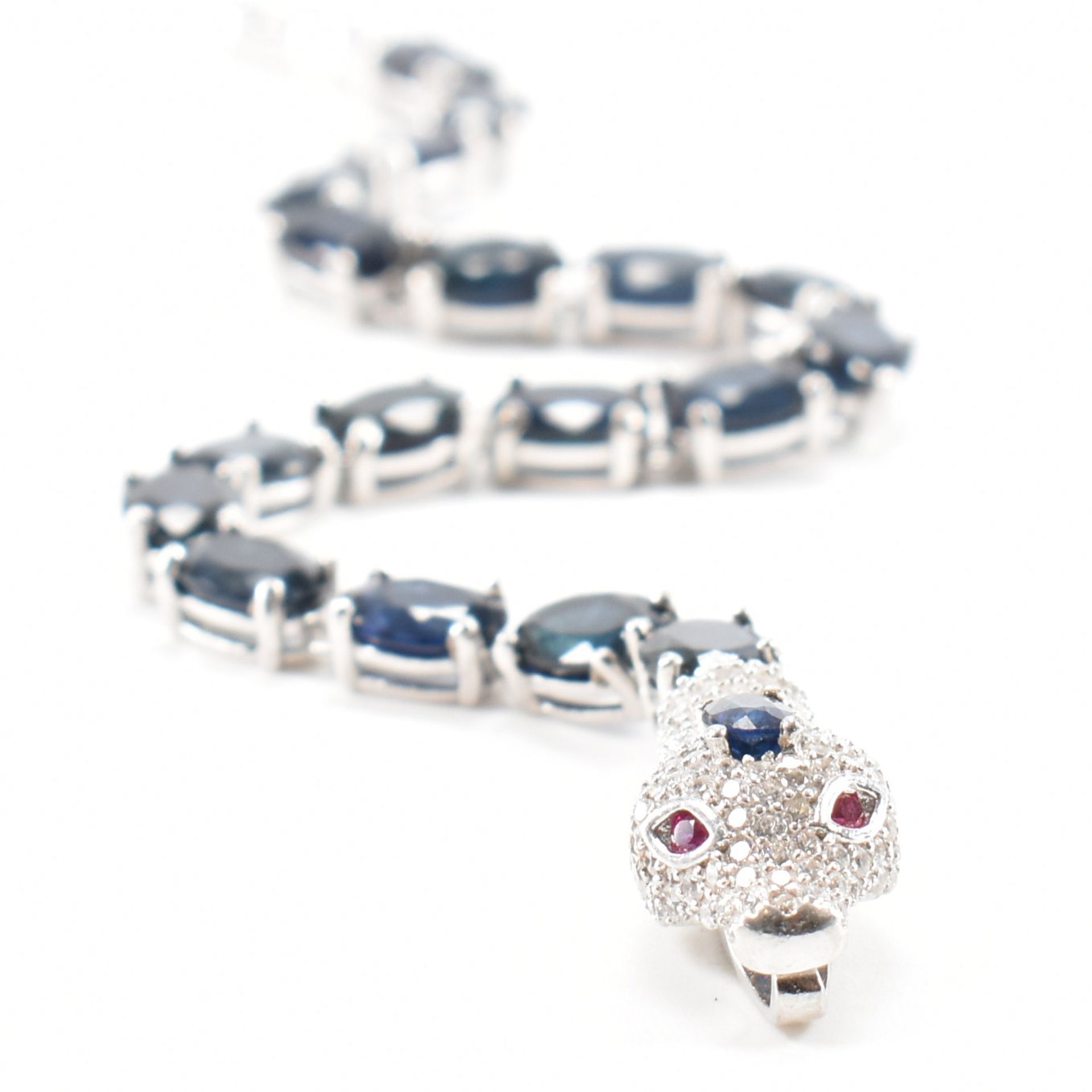 925 SILVER SAPPHIRE & RUBY SNAKE BRACELET