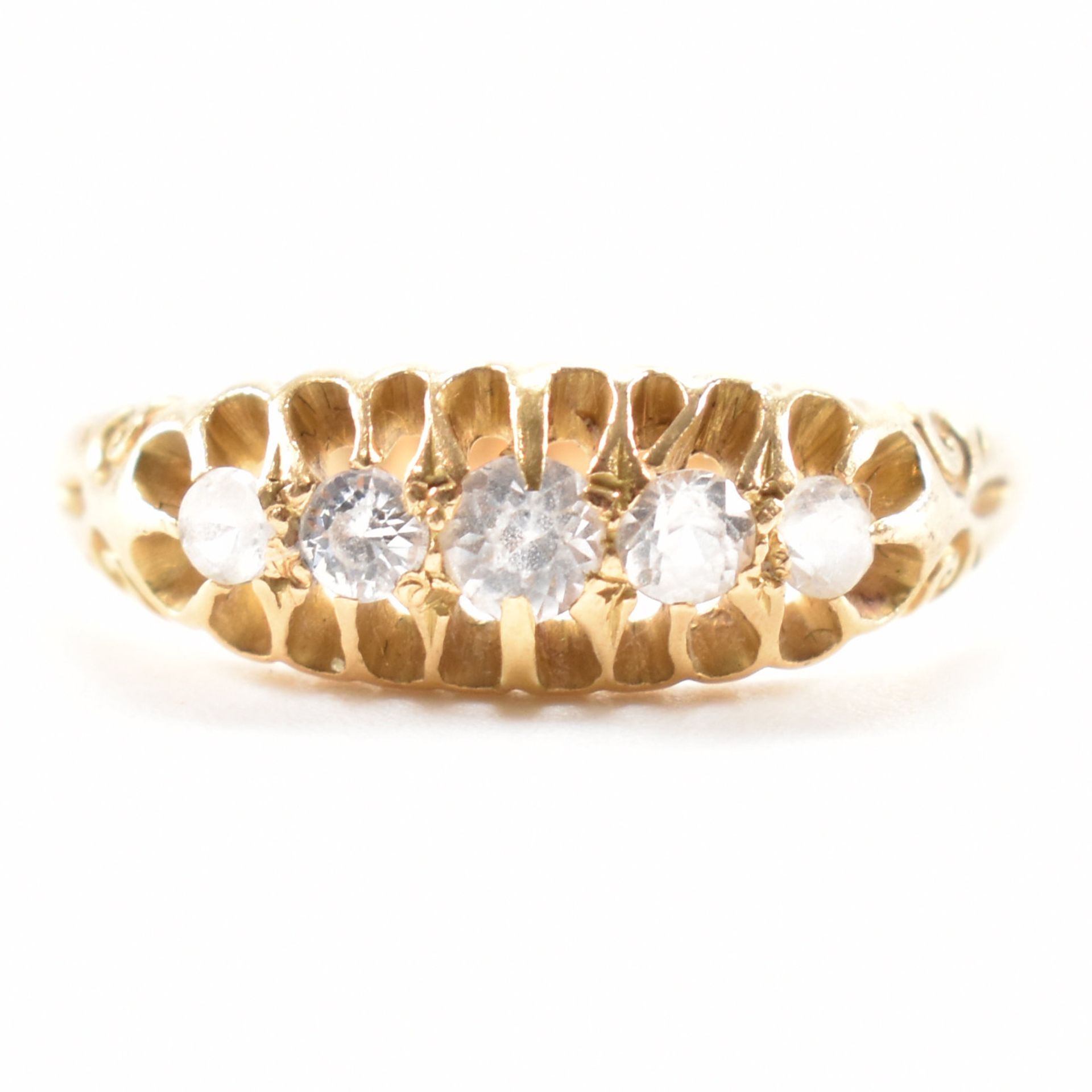 HALLMARKED 18CT GOLD FIVE STONE RING