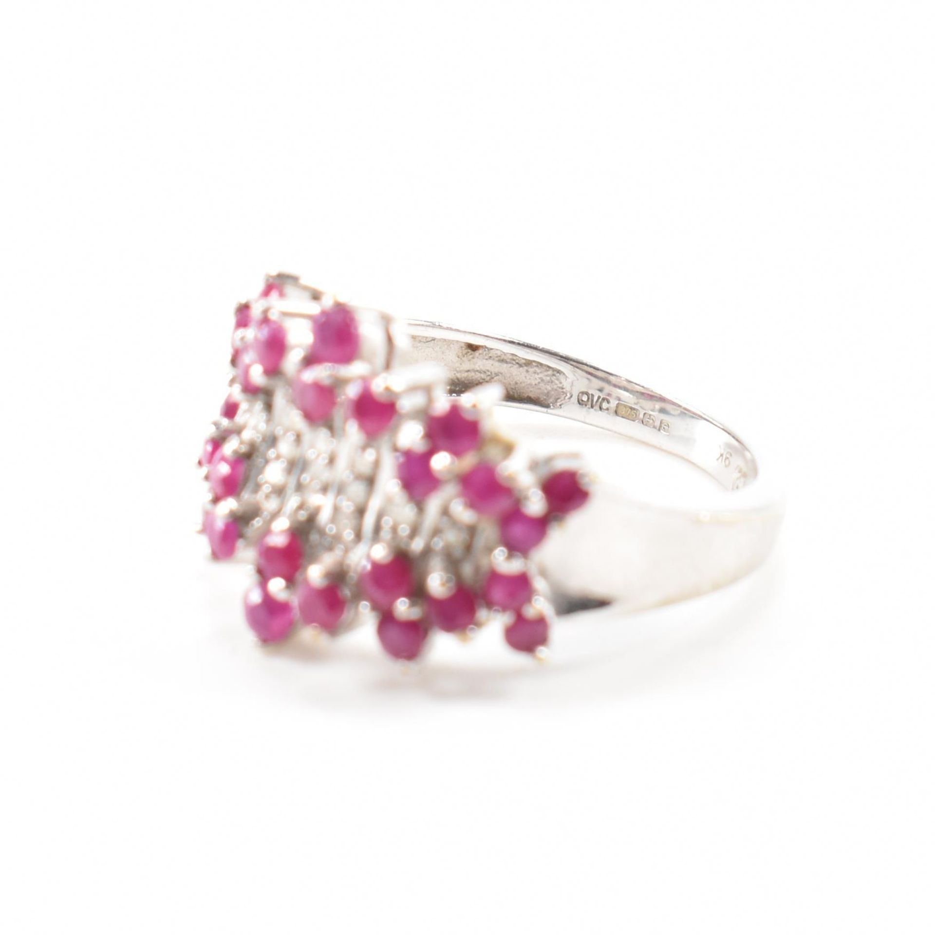 HALLMARKED 9CT WHITE GOLD COMPOSITE RUBY & DIAMOND RING - Image 6 of 9