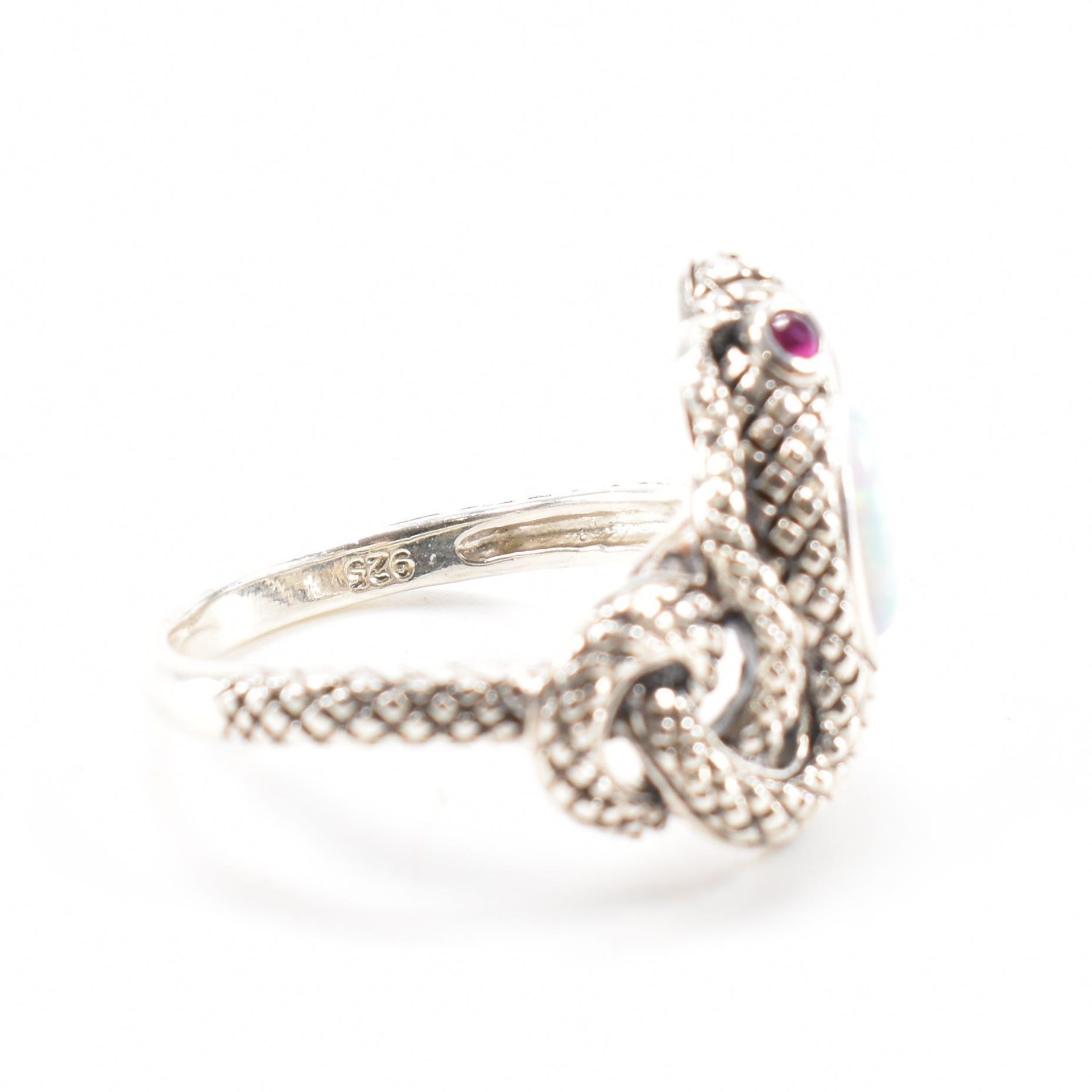 925 SILVER OPALITE & RUBY SNAKE RING - Image 7 of 7