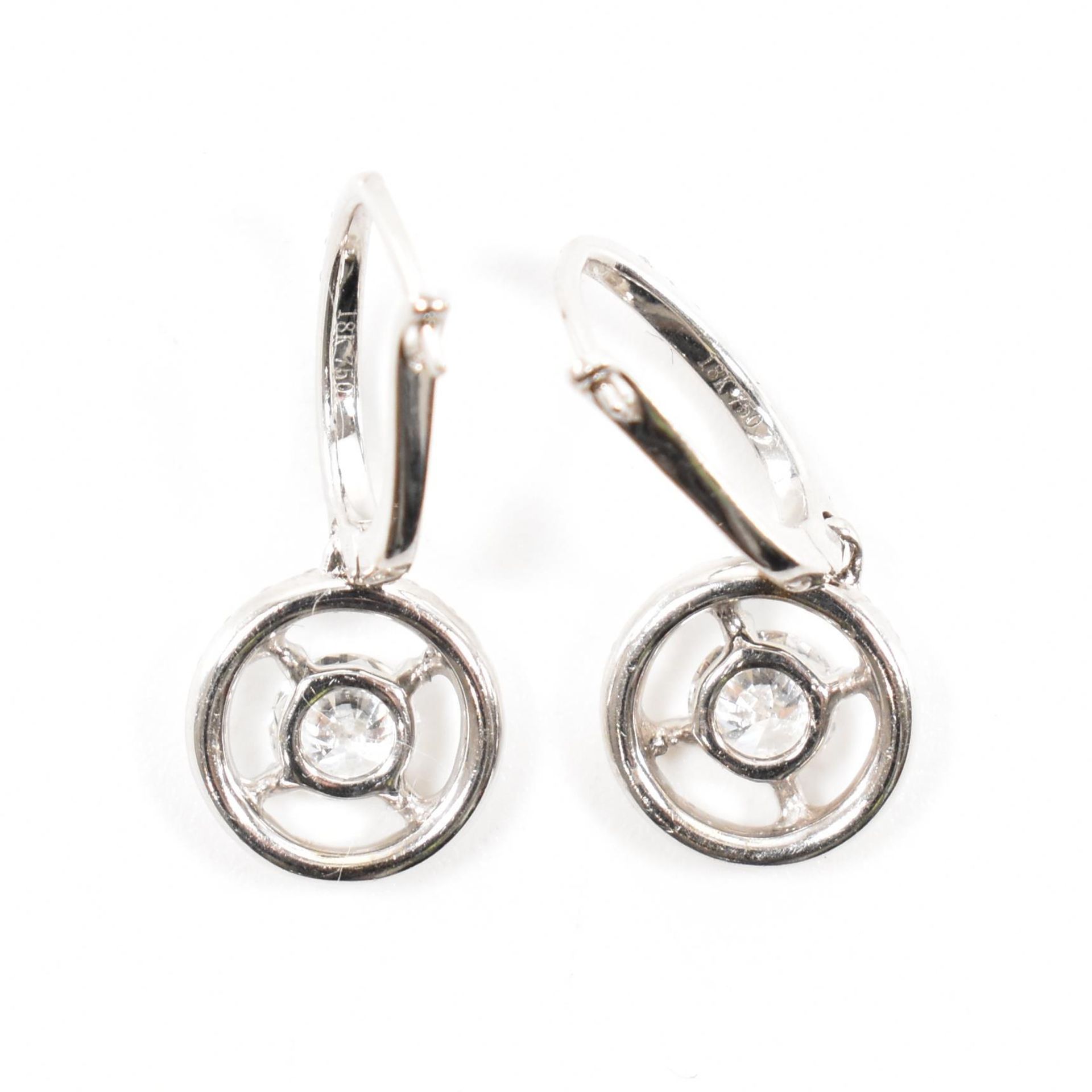 18CT WHITE GOLD & DIAMOND DROP EARRINGS - Image 2 of 2