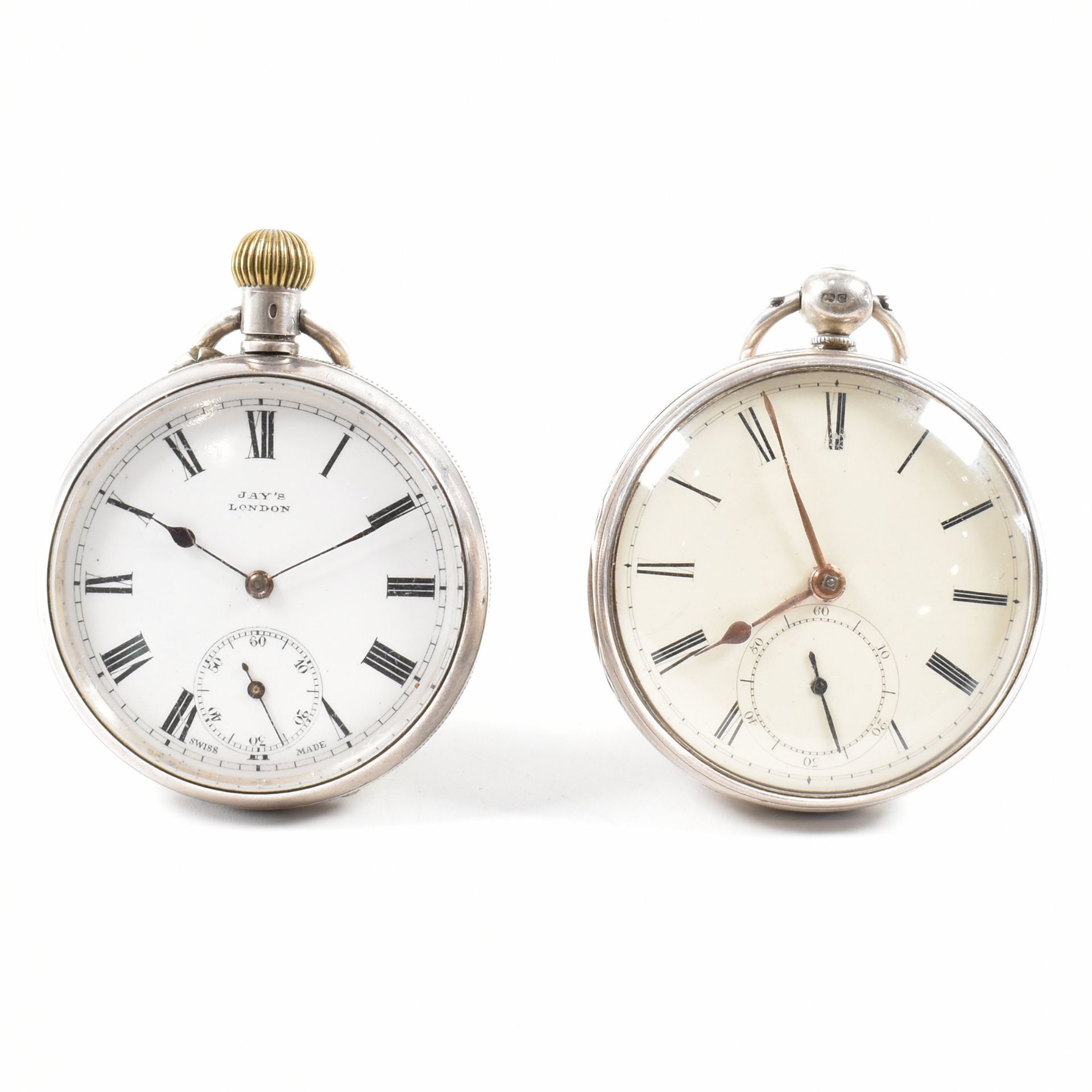 TWO ANTIQUE SILVER HALLMARKED POCKET WATCHES