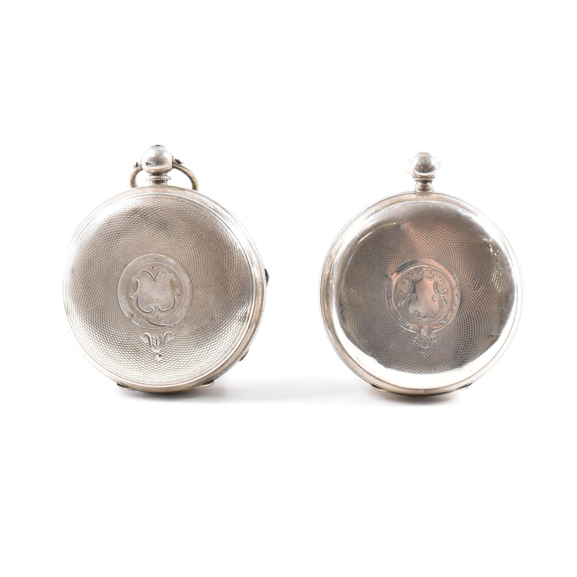 TWO VICTORIAN SILVER HALLMARKED OPEN FACE POCKET WATCHES - Image 3 of 9