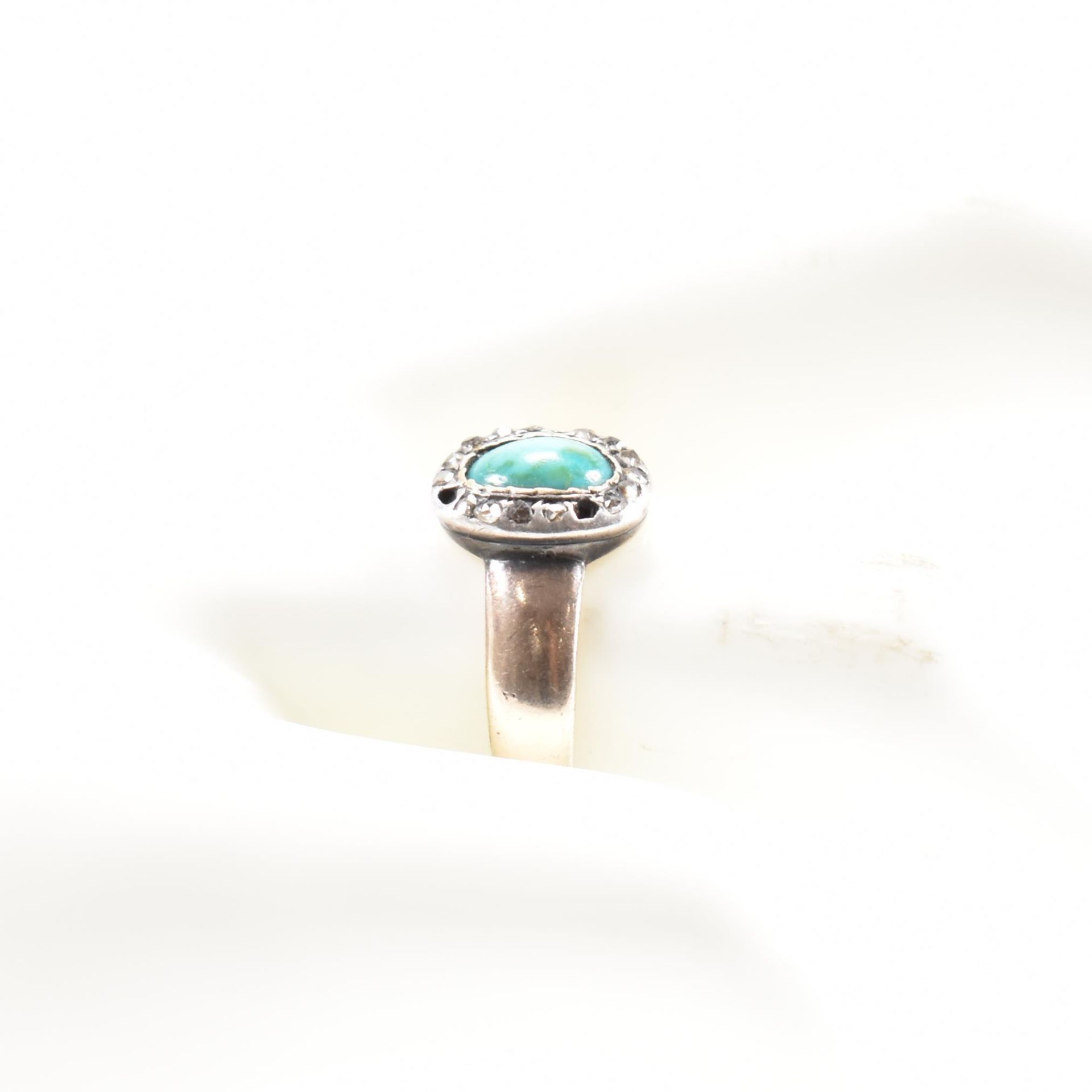 19TH CENTURY TURQUOISE & DIAMOND CLUSTER RING - Image 7 of 7