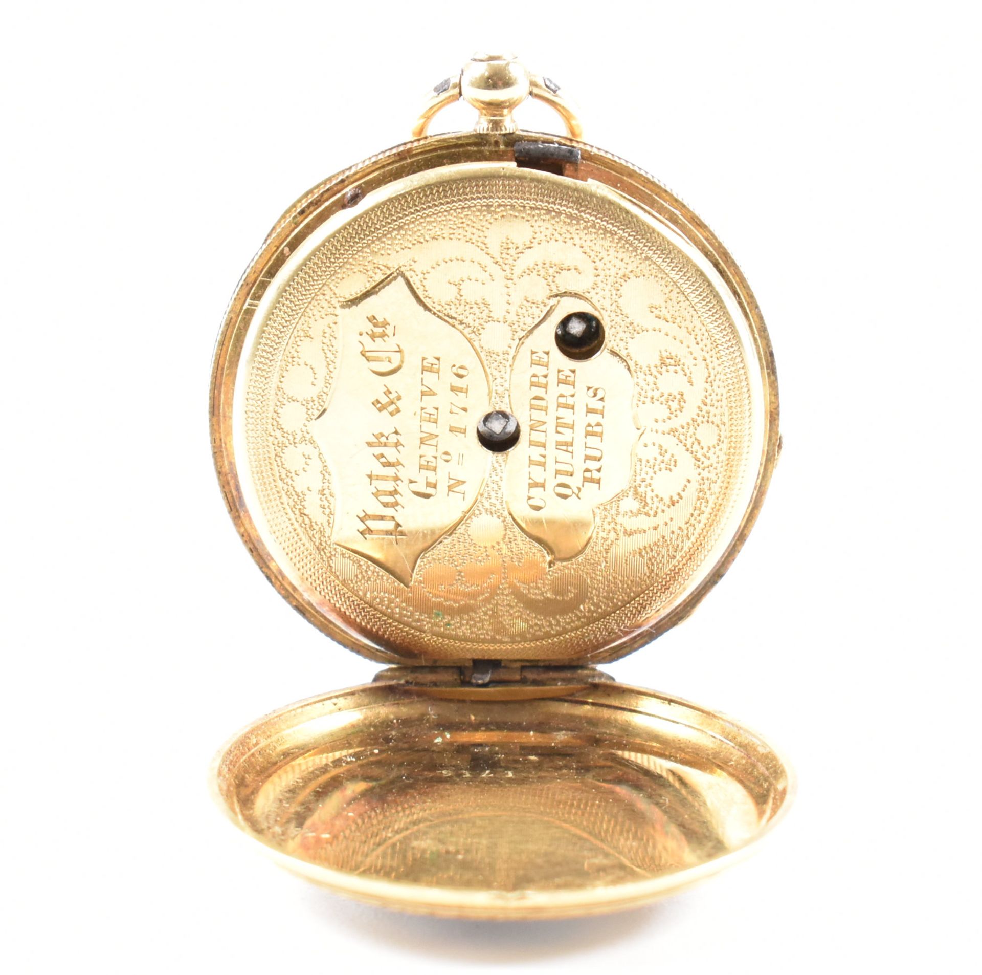 19TH CENTURY PATEK & CIE GENÈVE GOLD ENAMEL FOB WATCH CIRCA 1846 - Bild 6 aus 8