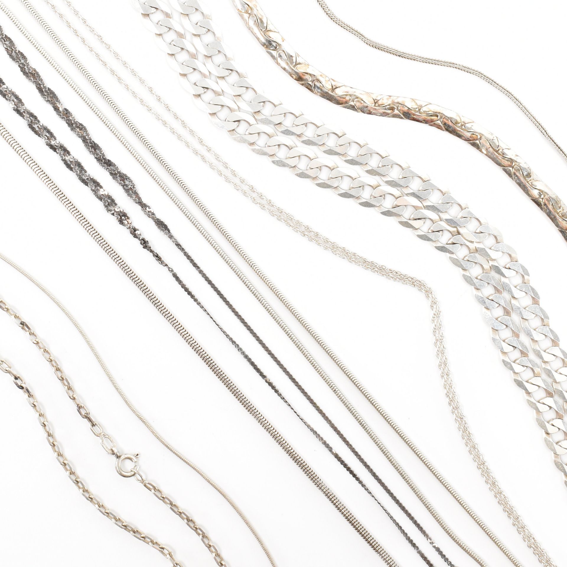 COLLECTION OF ASSORTED 925 SILVER NECKLACE CHAINS