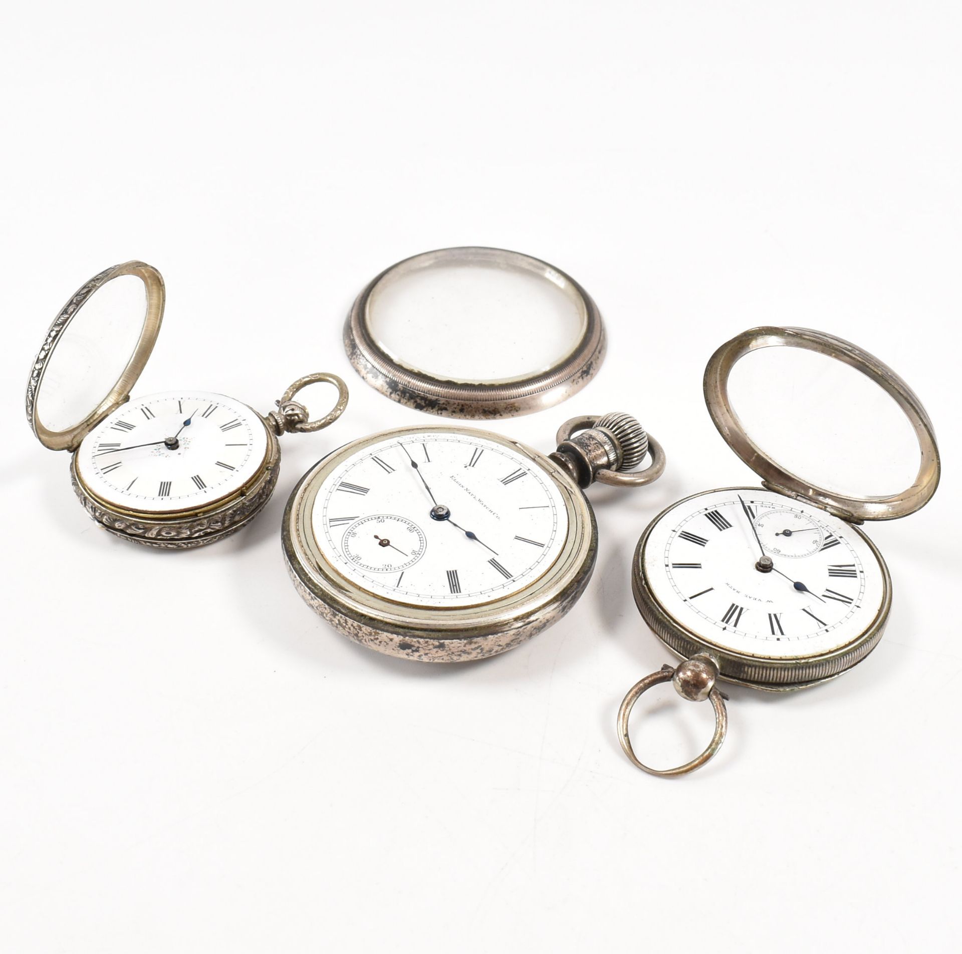 THREE WHITE METAL POCKET WATCHES - Image 7 of 8