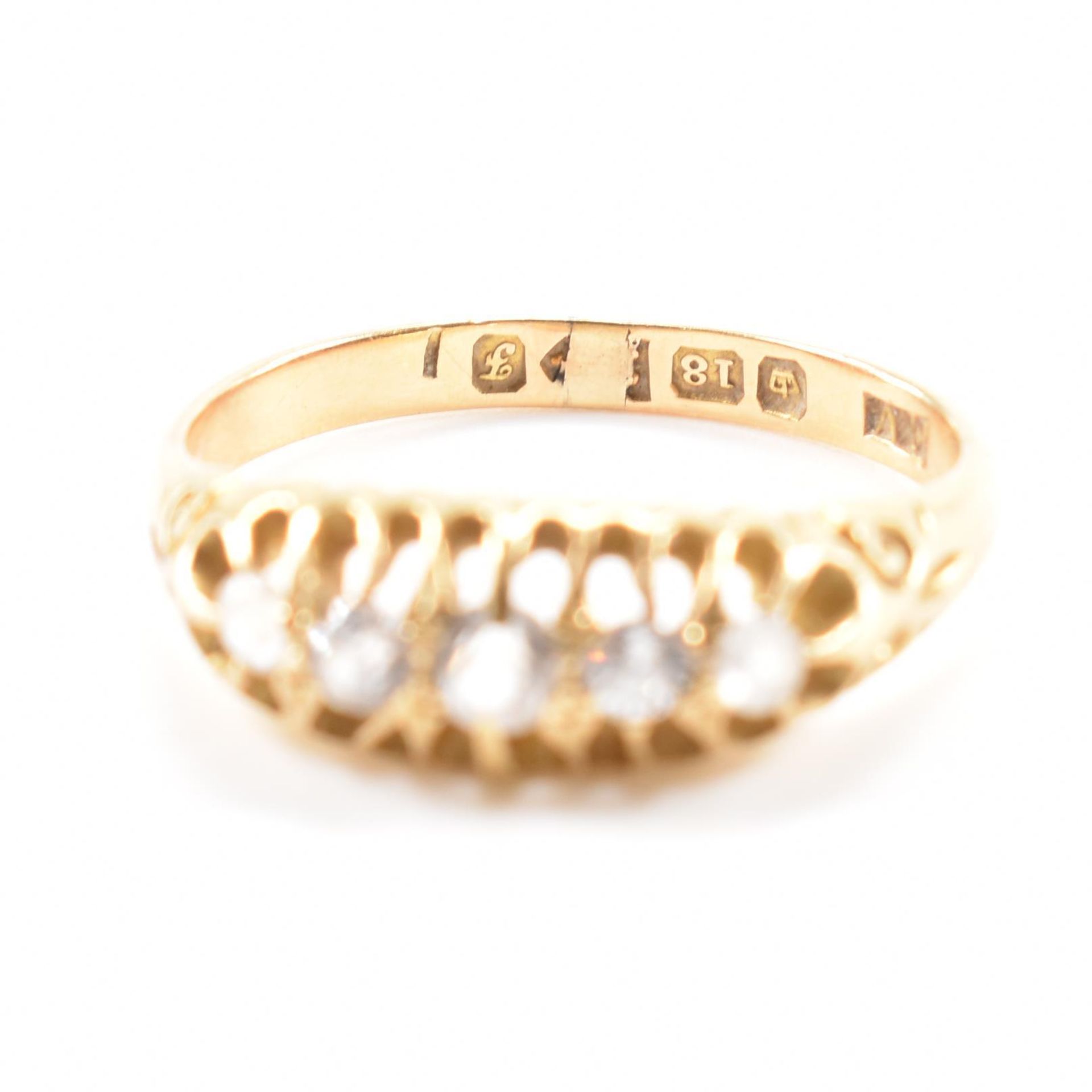 HALLMARKED 18CT GOLD FIVE STONE RING - Image 7 of 9