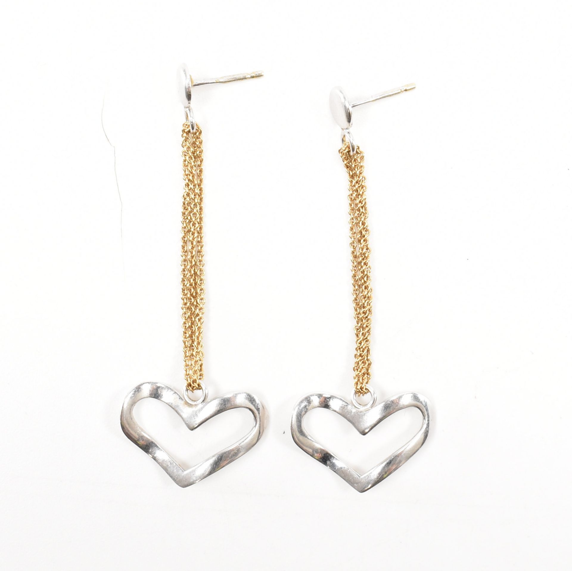 PAIR OF HALLMARKED 18CT GOLD HEART PENDANT EARRINGS