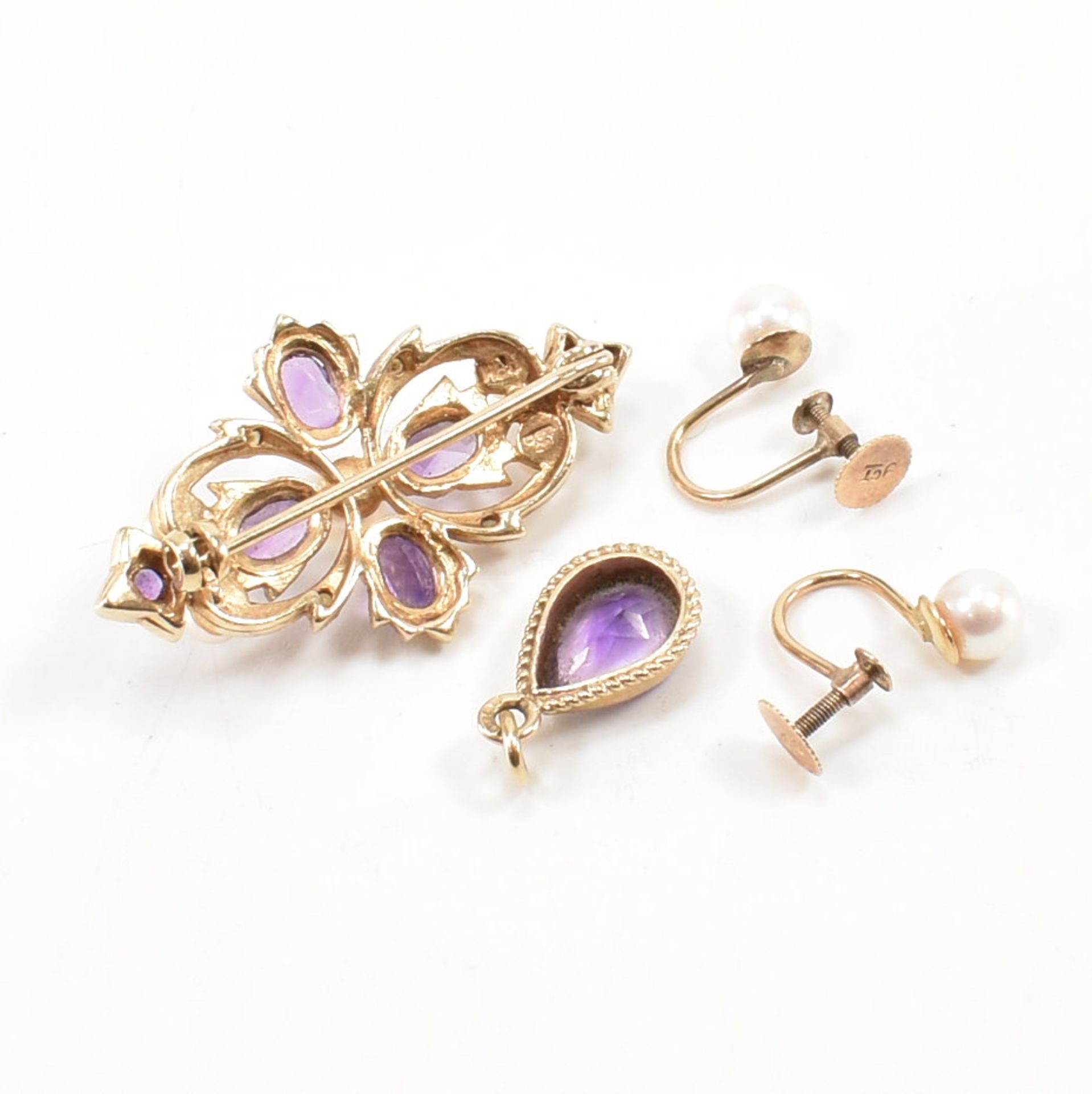 COLLECTION OF 9CT GOLD PEARL & AMETHYST JEWELLERY - Image 2 of 5