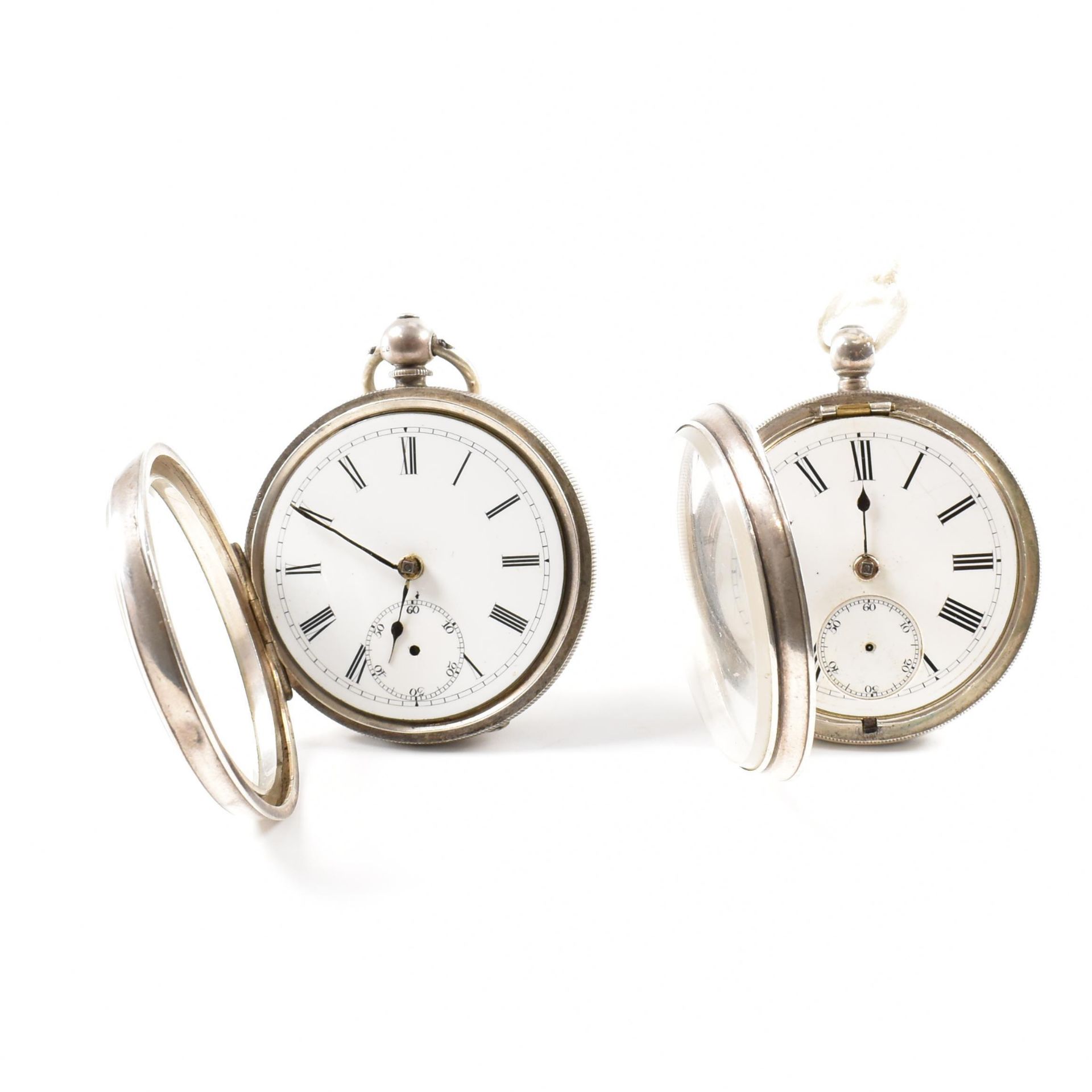 TWO VICTORIAN SILVER HALLMARKED OPEN FACE POCKET WATCHES - Image 2 of 9