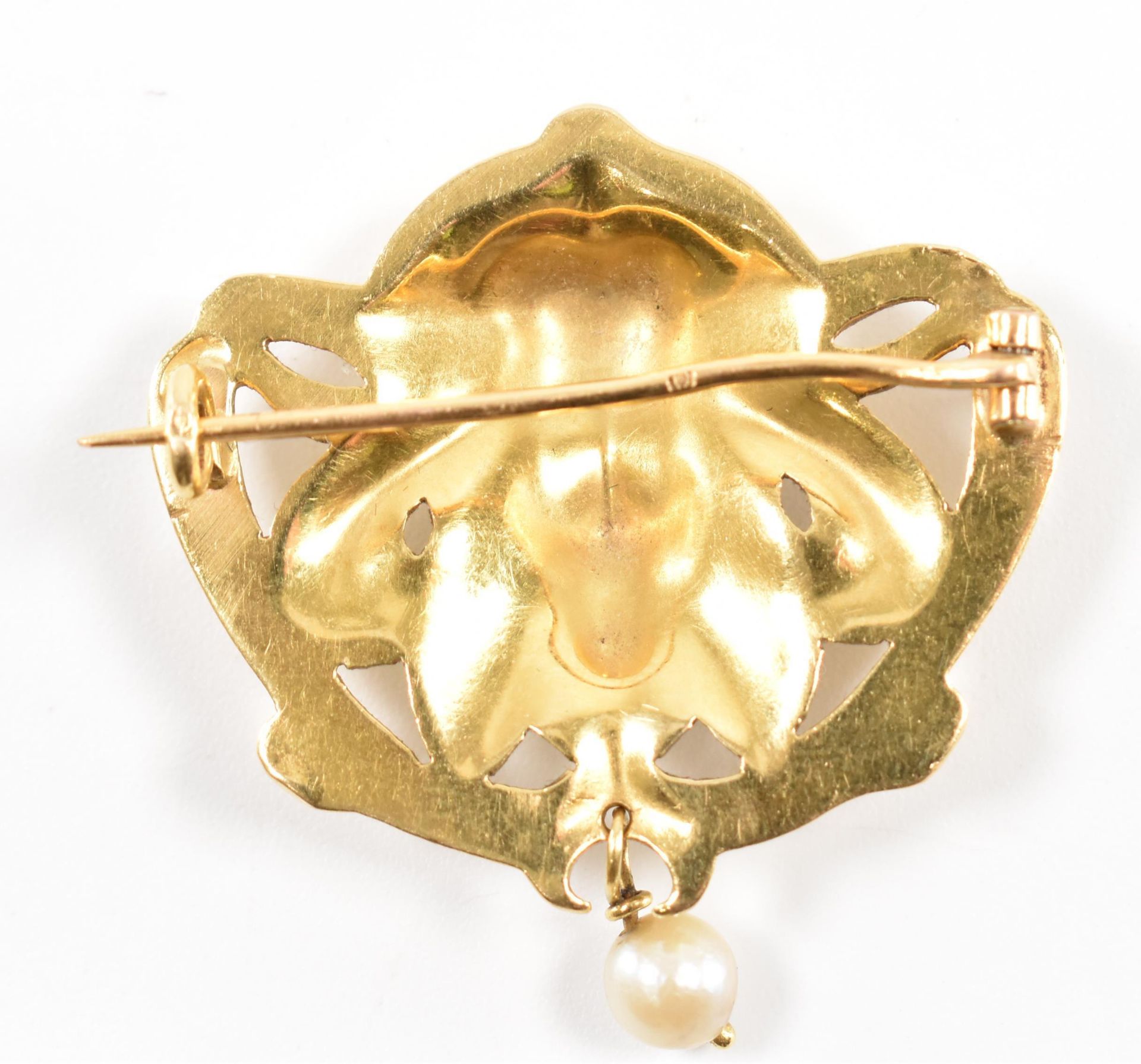 FRENCH 18CT GOLD ART NOUVEAU BROOCH PIN - Image 3 of 6