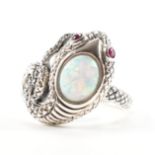 925 SILVER OPALITE & RUBY SNAKE RING