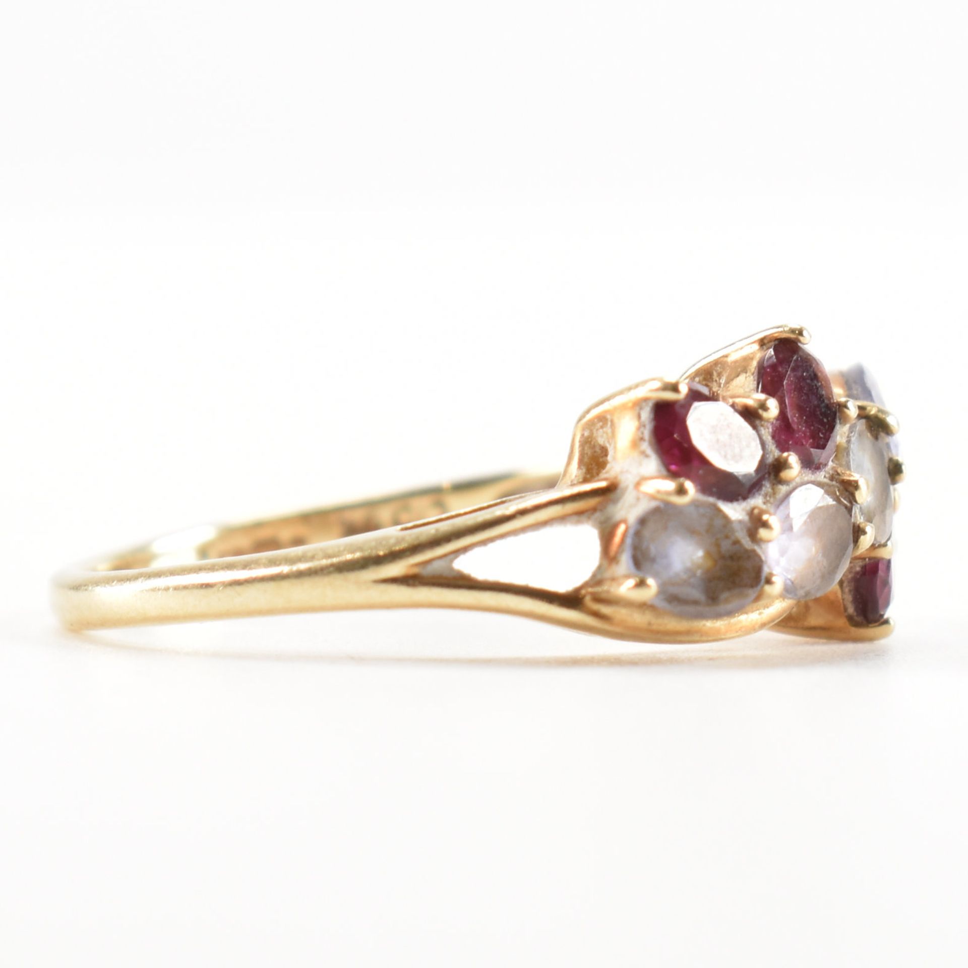 HALLMARKED 9CT GOLD AMETHYST & GARNET CROSSOVER RING - Bild 5 aus 9