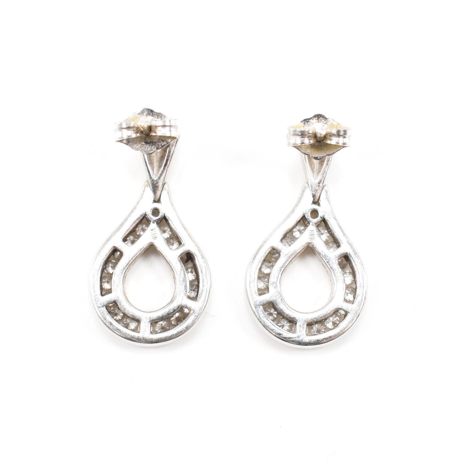 PAIR OF HALLMARKED 18CT WHITE GOLD & DIAMOND EARRINGS - Image 2 of 2