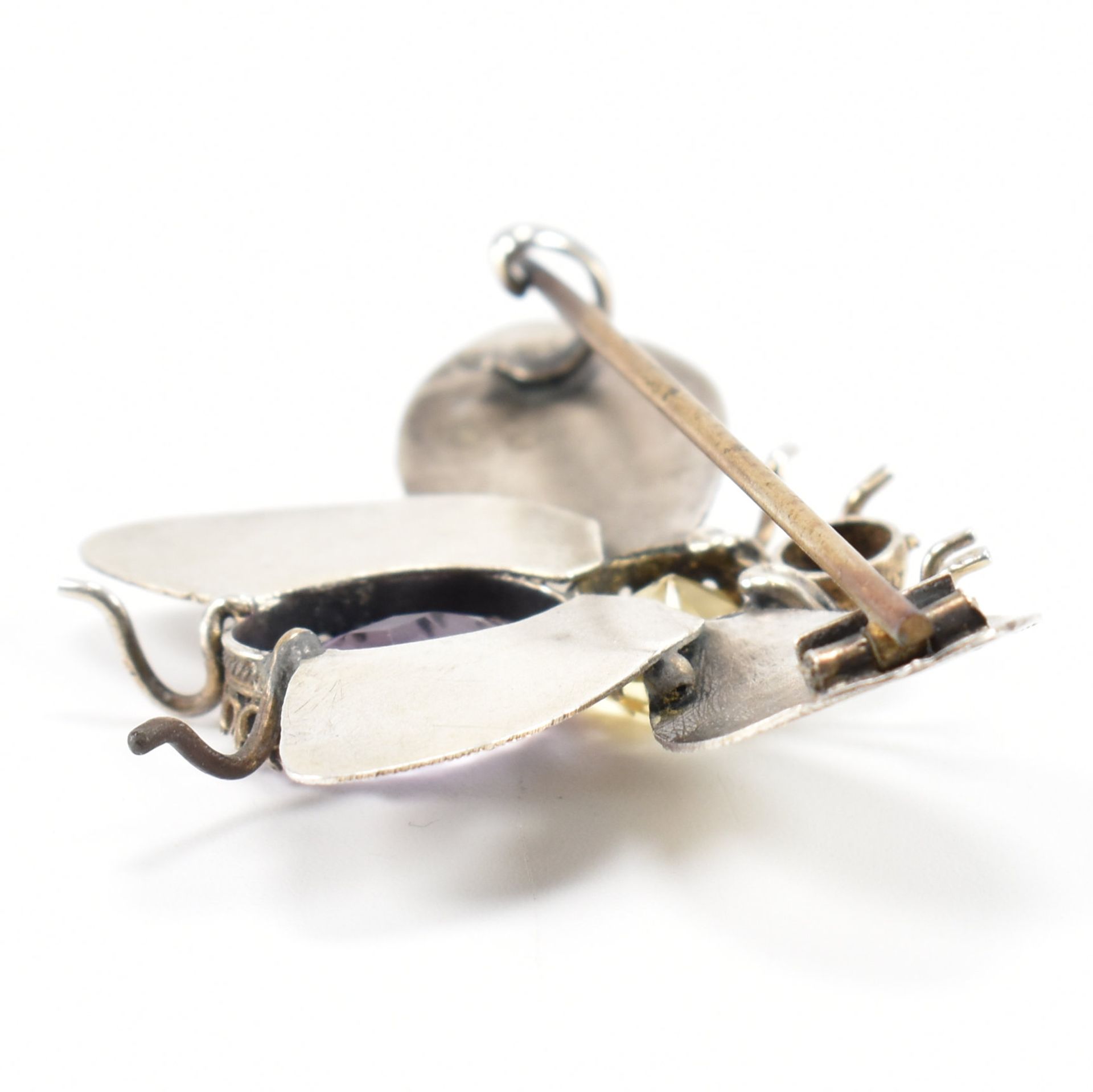 VICTORIAN SILVER AMETHYST & CITRINE BUTTERFLY BROOCH - Image 3 of 5