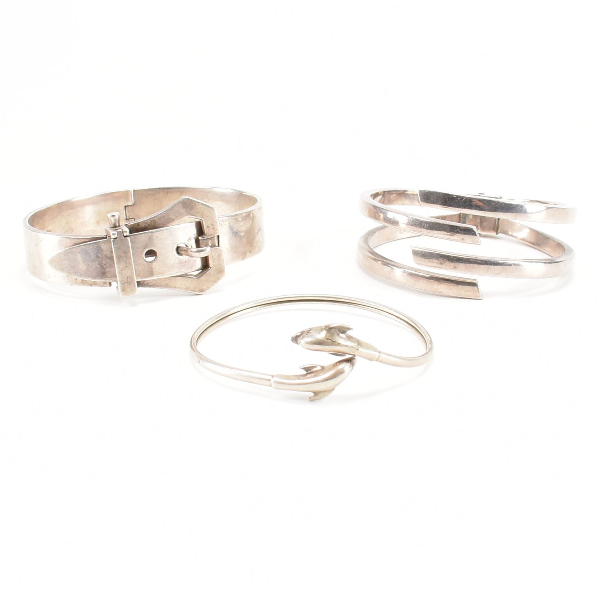 THREE 925 SILVER BANGLE BRACELETS