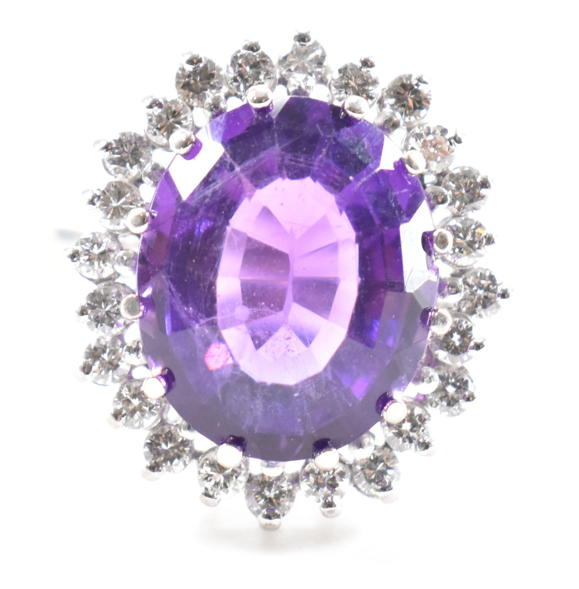 HALLMARKED 18CT GOLD AMETHYST & DIAMOND COCKTAIL RING