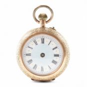 9CT GOLD OPEN FACE FOB POCKET WATCH