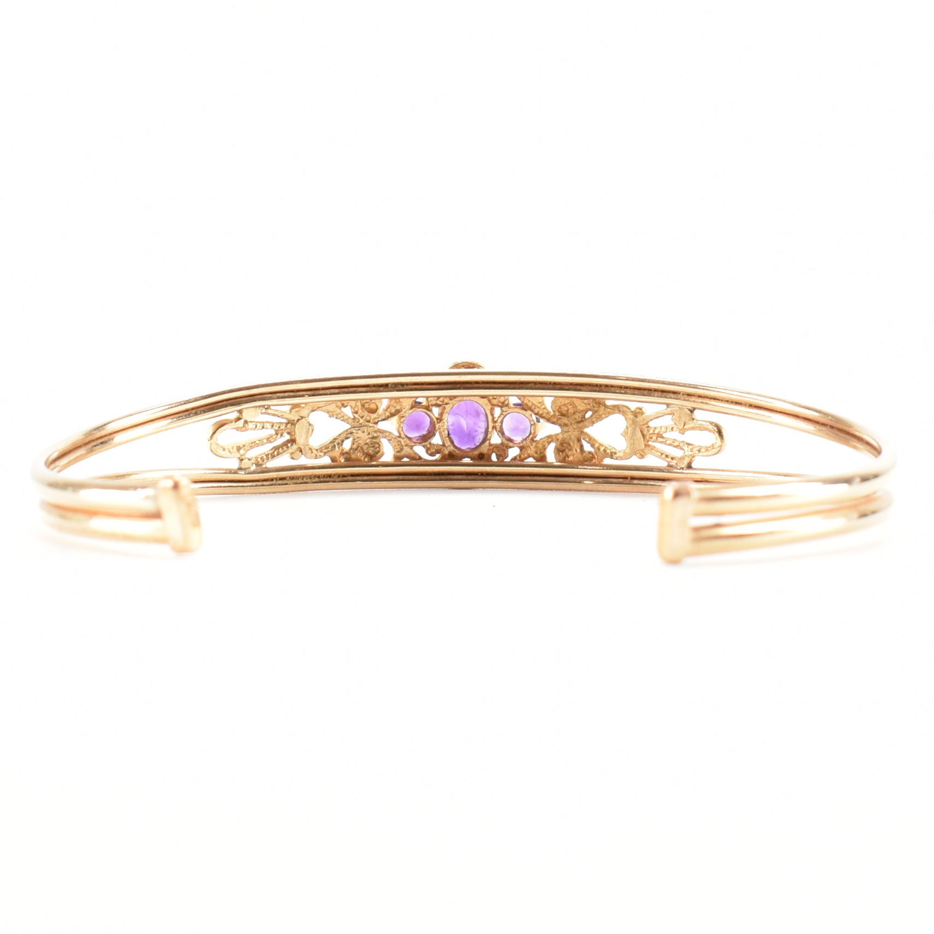 HALLMARKED 9CT GOLD & AMETHYST CUFF BANGLE - Bild 3 aus 5