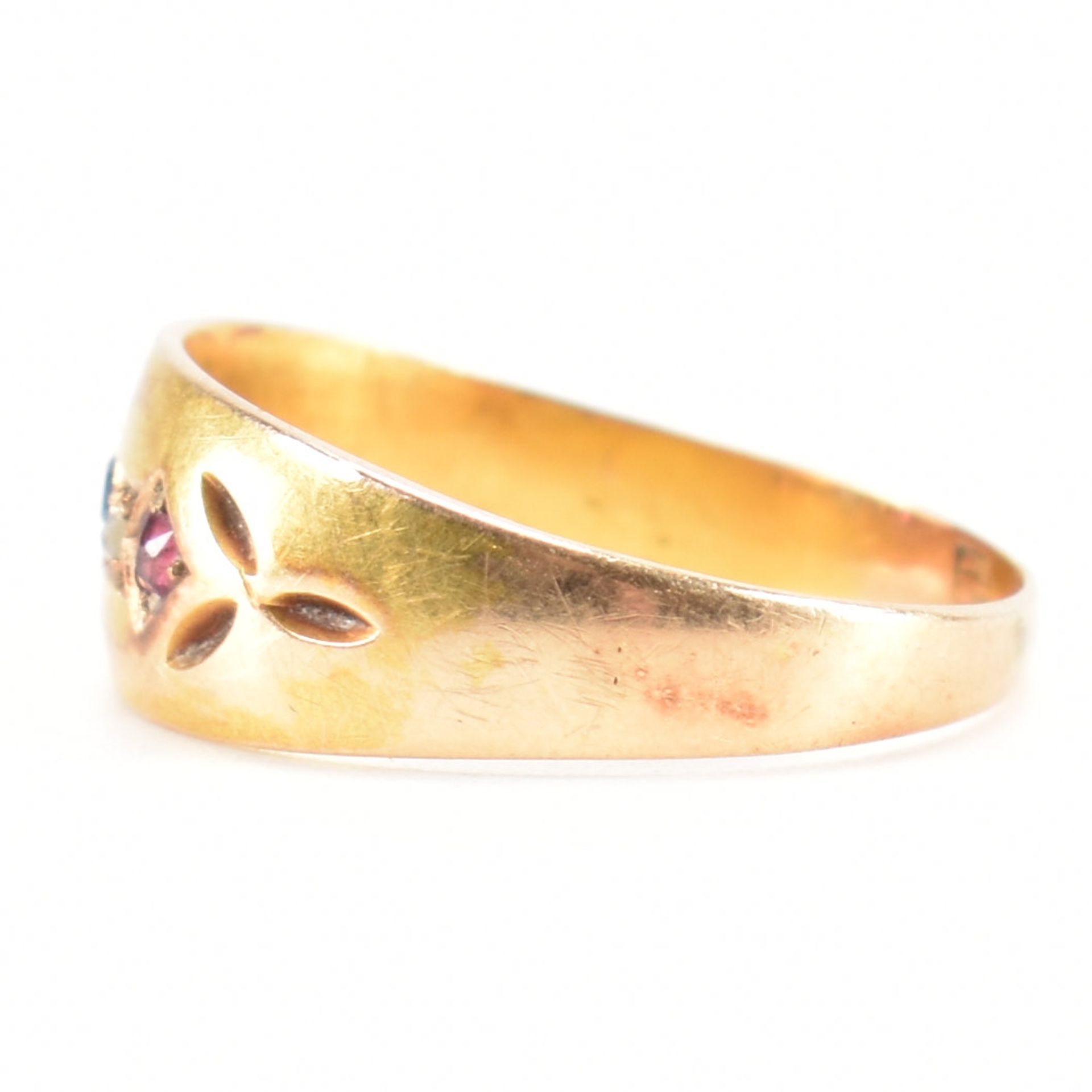 VICTORIAN 15CT GOLD SAPPHIRE RUBY & DIAMOND RING - Bild 2 aus 8
