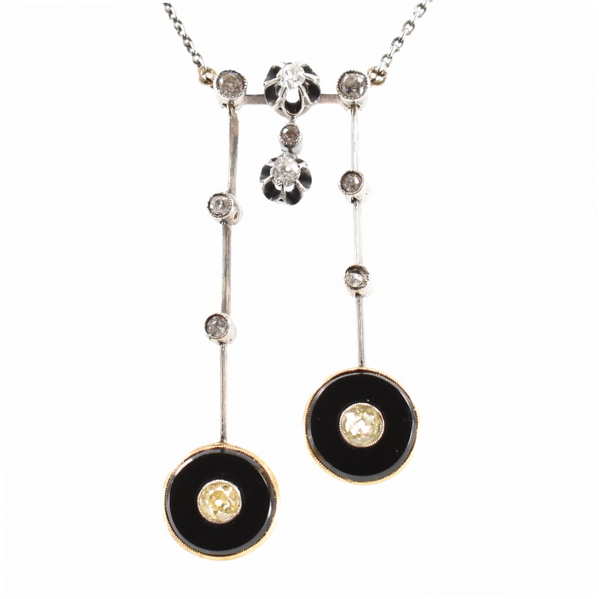 ART DECO ONYX & DIAMOND NEGLIGEE NECKLACE