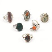 COLLECTION OF SILVER GEM SET RINGS