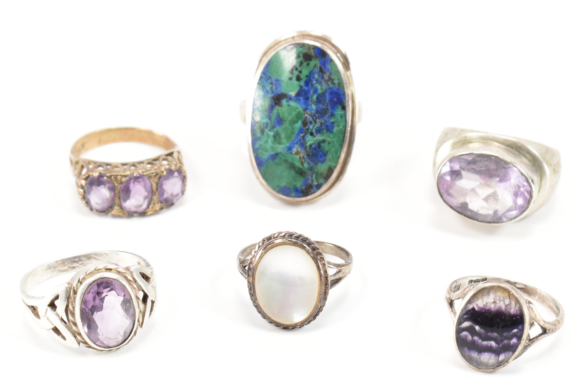 COLLECTION OF SILVER & WHITE METAL GEM SET RINGS - Image 3 of 3