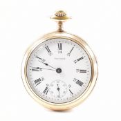 WALTHAM GOLD PLATED OPEN FACE POCKET WATCH